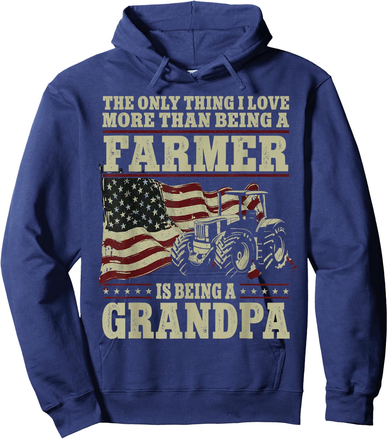 Farming Farmer Grandpa Vintage Tractor American Flag The Hoodie - Hoodie | Navy