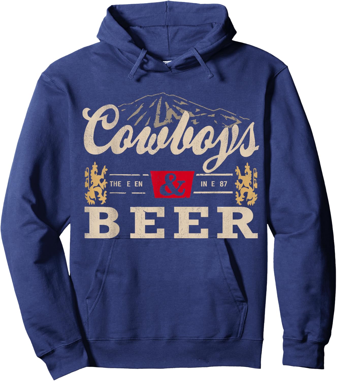 Vintage Cowboys Western and Beer, Cowboy Lovers Small Hoodie - Hoodie | Navy