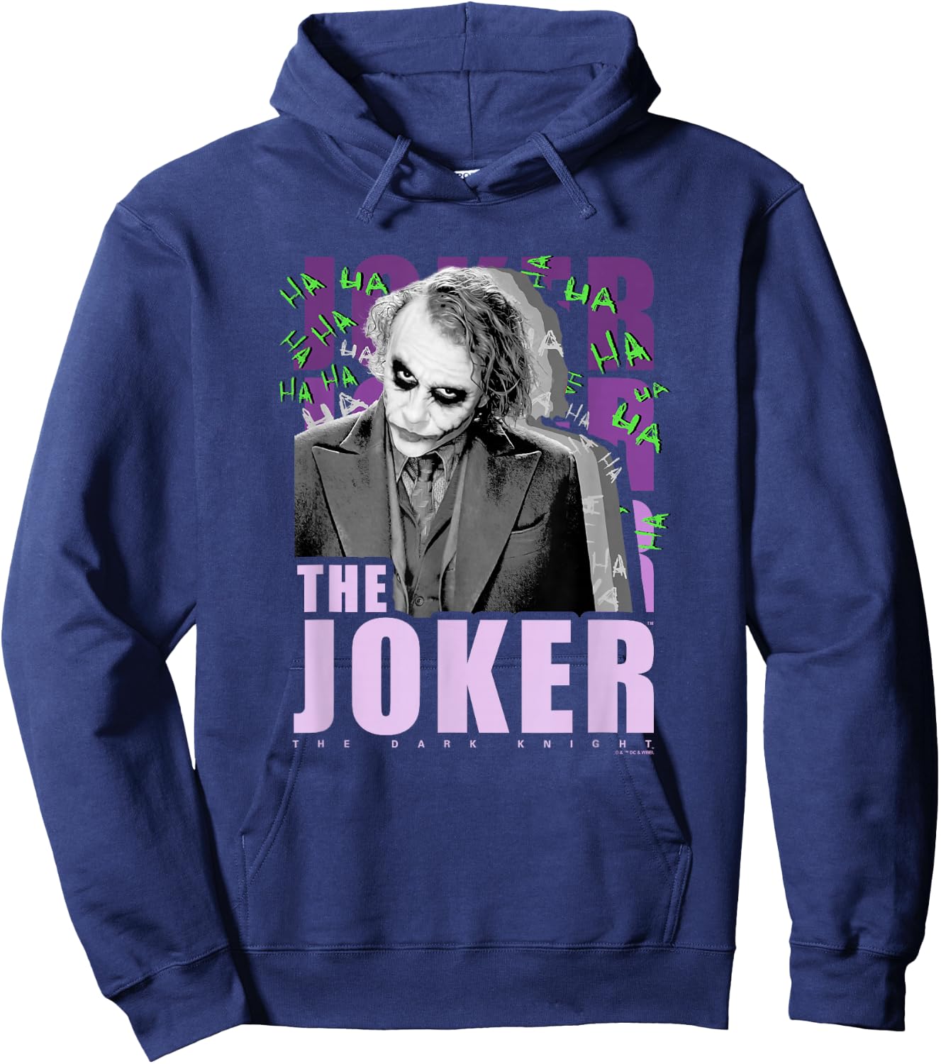 The Dark Knight The Joker Purple Ha Ha Distressed Poster Hoodie - Hoodie | Navy