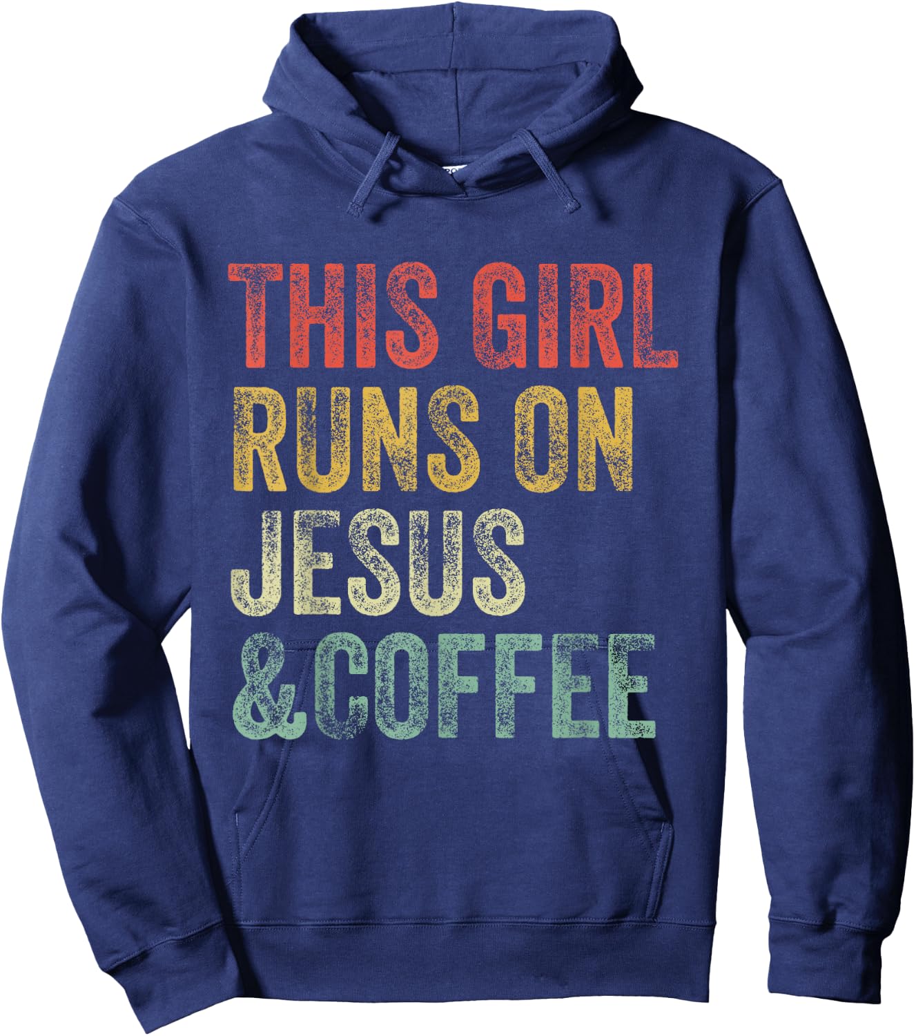 This Girl Runs On Jesus And Coffee Christian Vintage Hoodie - Hoodie | Navy