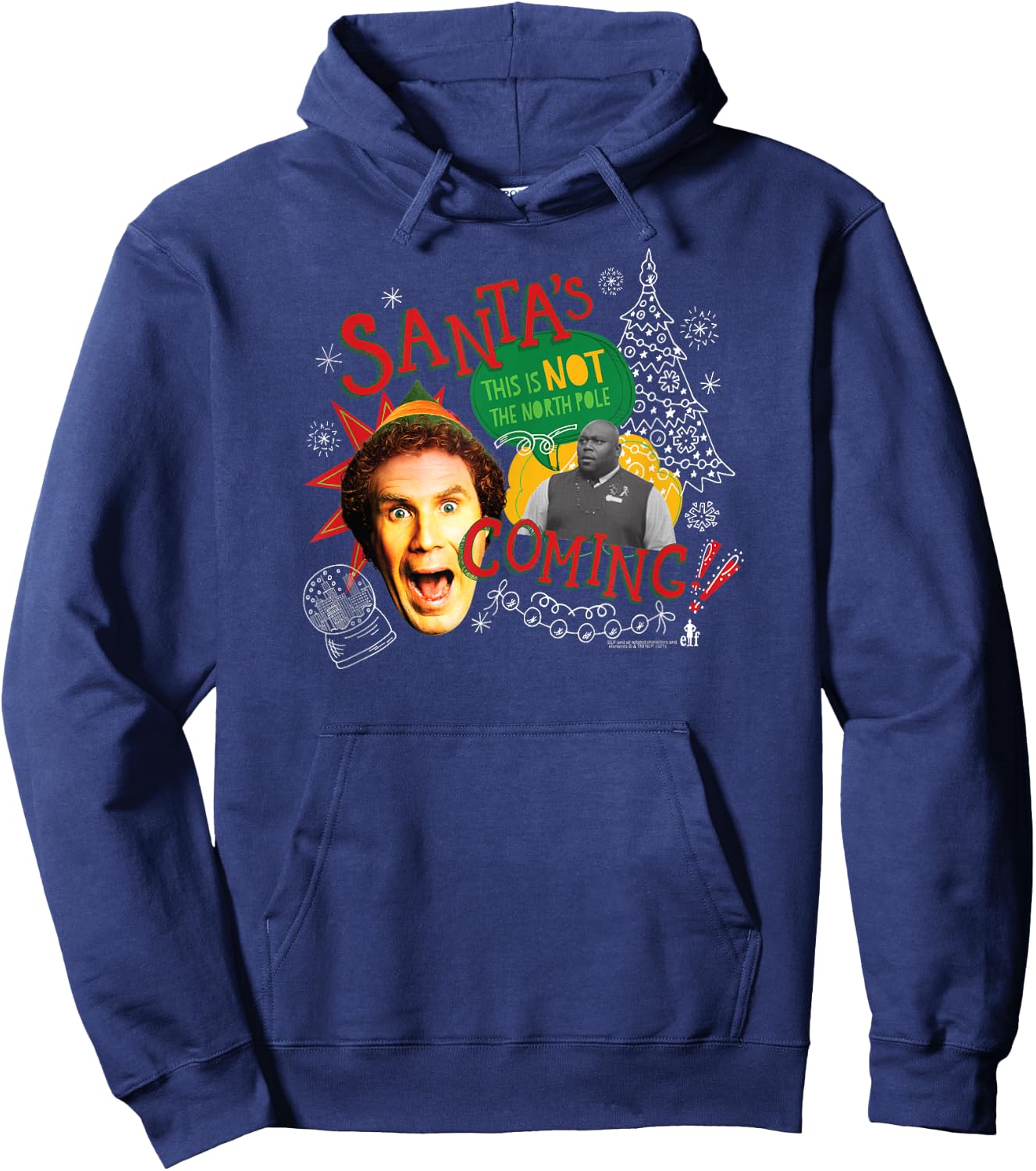 Elf Santa's Coming Buddy Collage Funny Christmas Hoodie - Hoodie | Navy