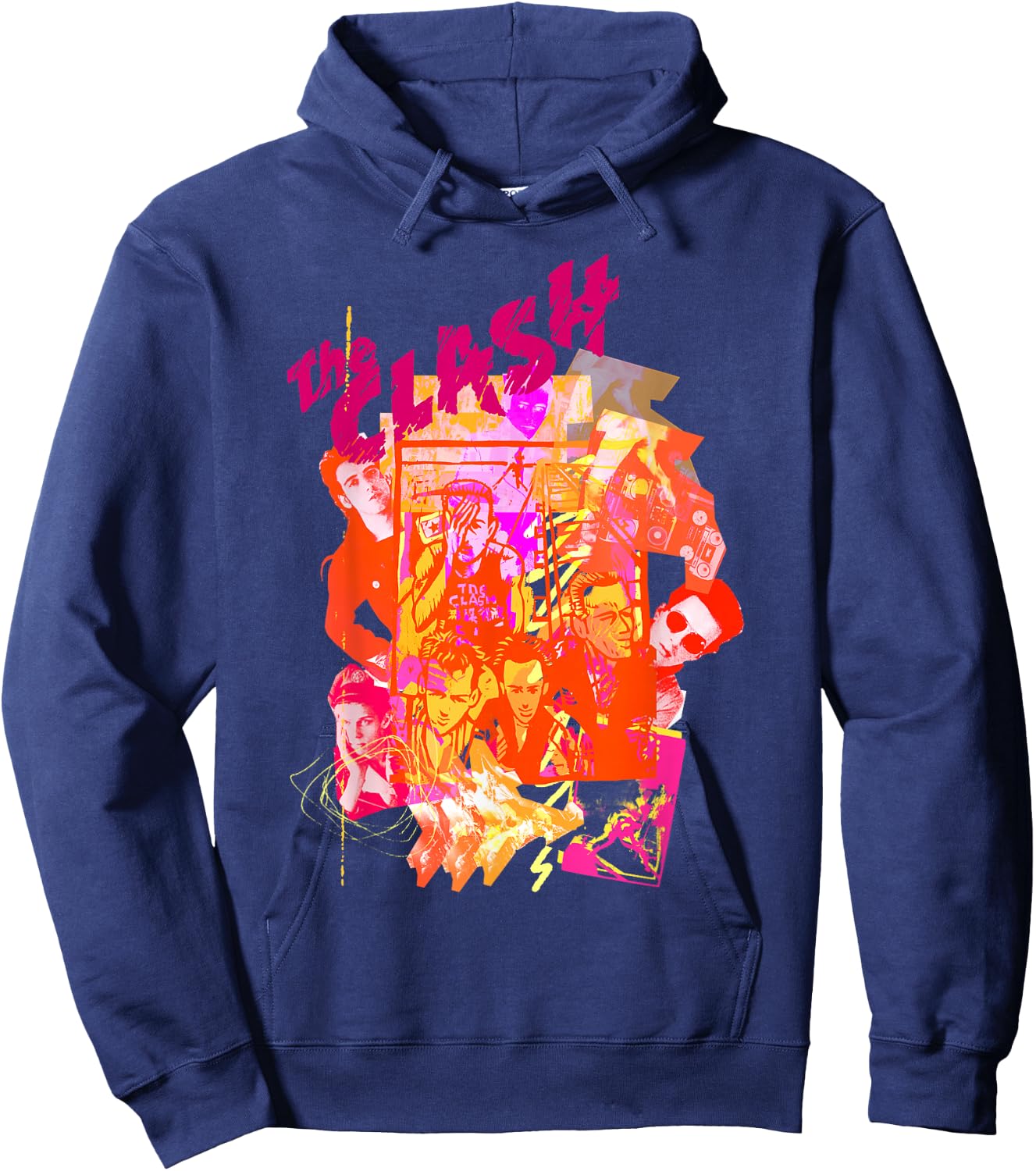 The Clash - Collage Neon Hoodie - Hoodie | Navy