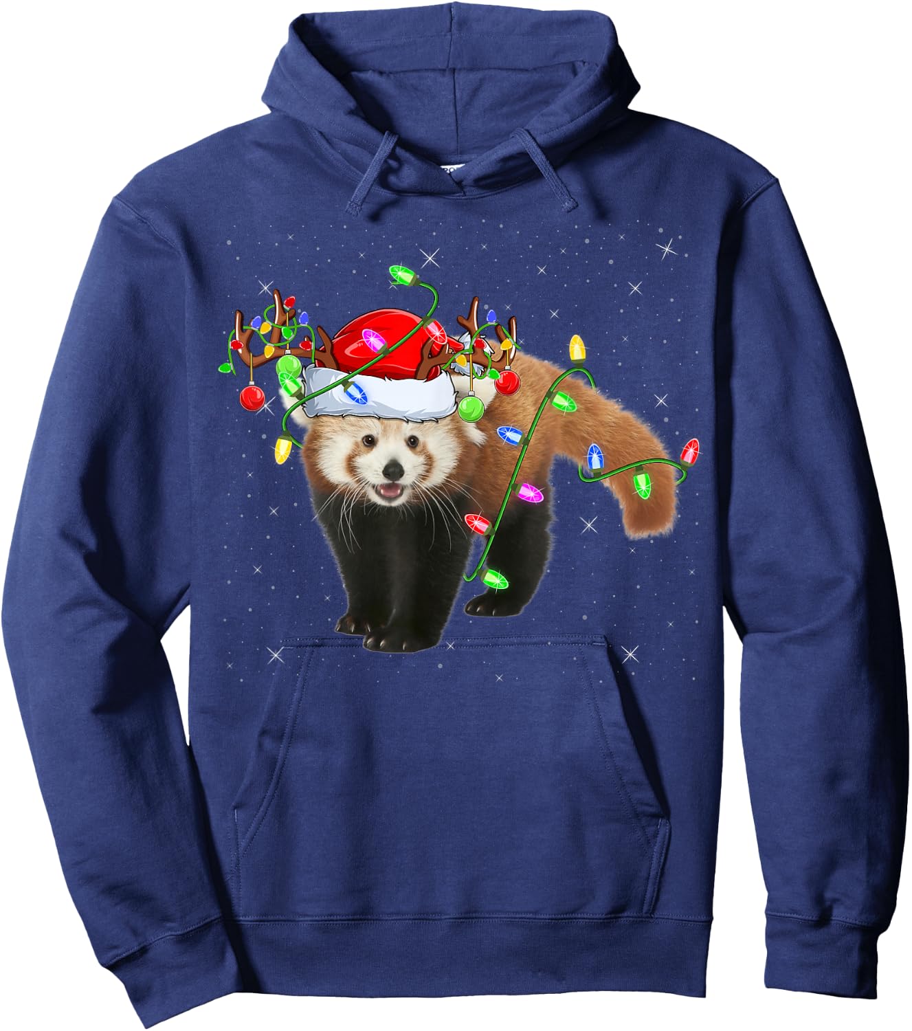 Red Panda Lover Xmas Lighting Santa Red Panda Christmas Hoodie - Hoodie | Navy