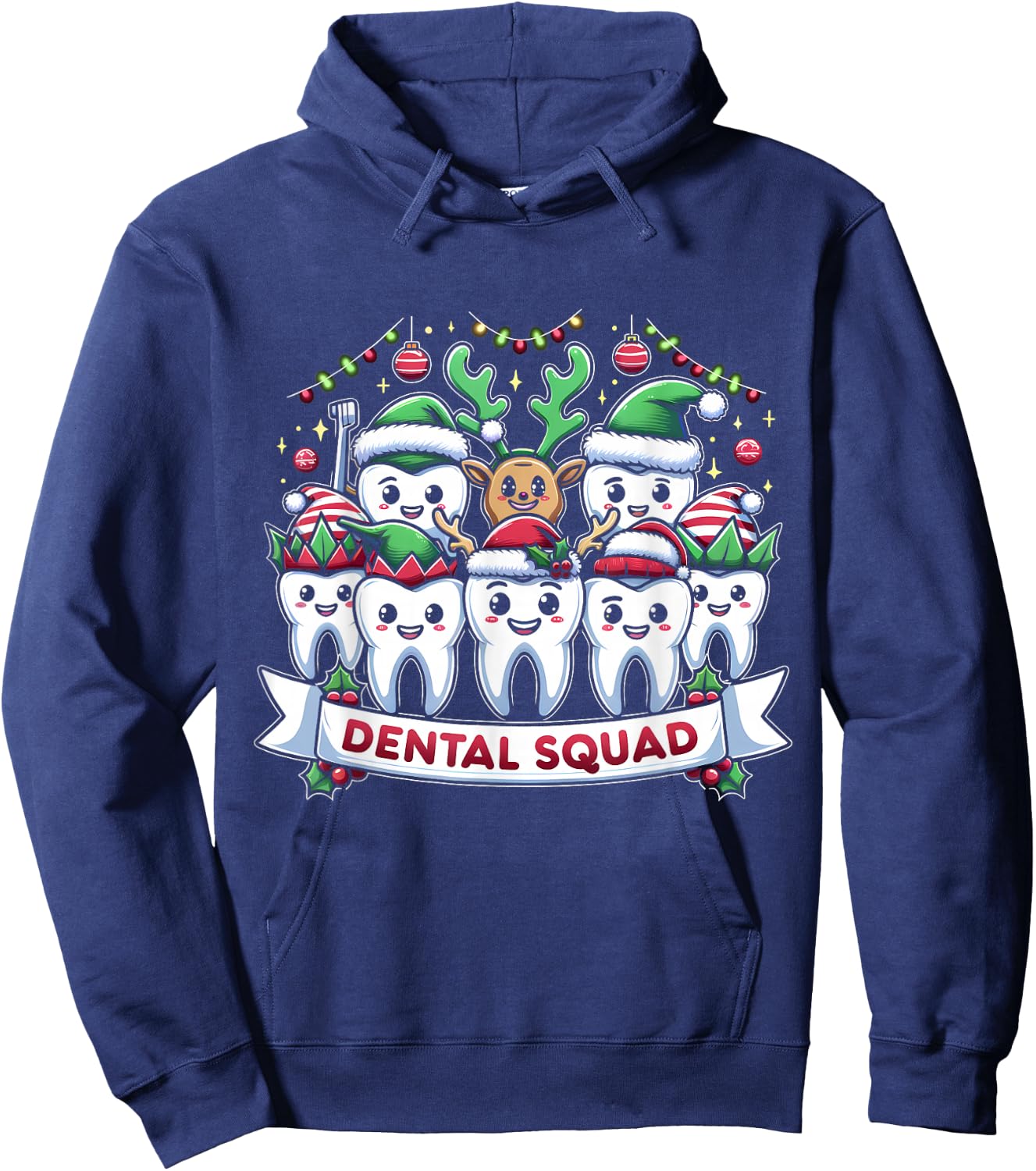 Merry Dental Squad Group Cheer Christmas Teeth Dentistry Hoodie - Hoodie | Navy