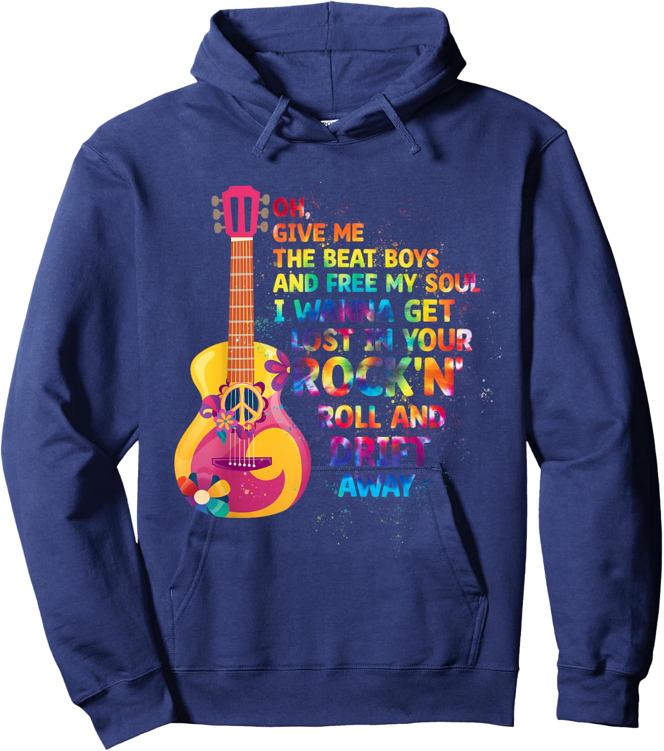 Give Me The Beat And Free My Soul I Wanna Get Rock'n Roll Hoodie - Hoodie | Navy