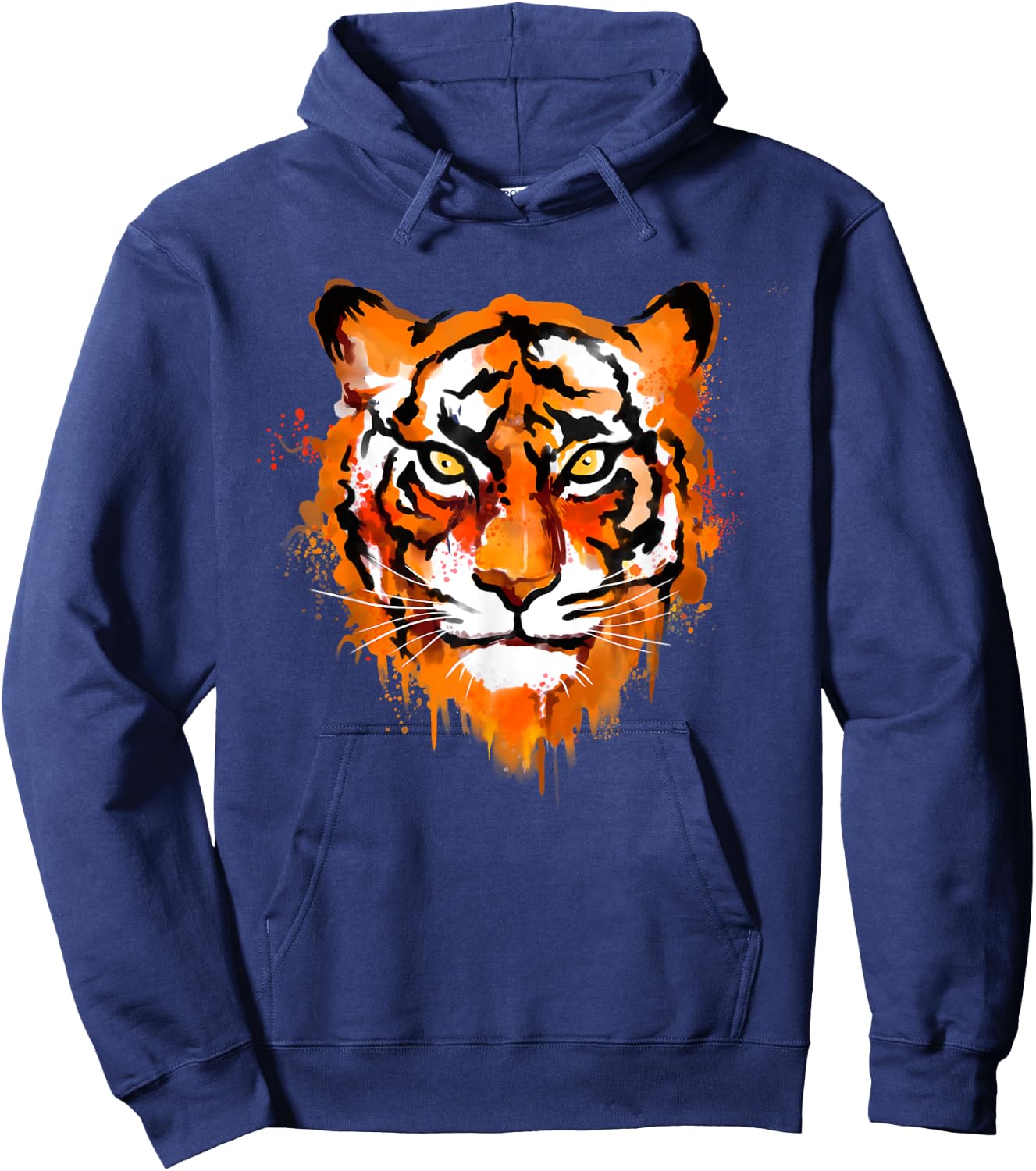 Tiger Head Watercolor Art Funny Predator Safari Animal Lover Hoodie - Hoodie | Navy