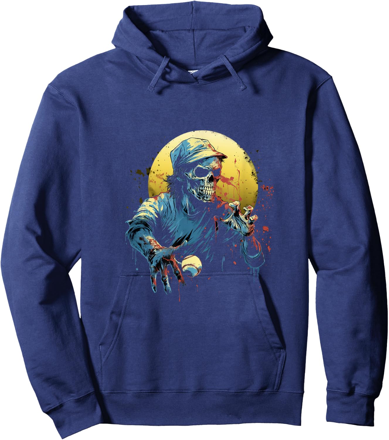Zombie Playing Baseball Halloween Baseball Player Hoodie - Hoodie | Navy
