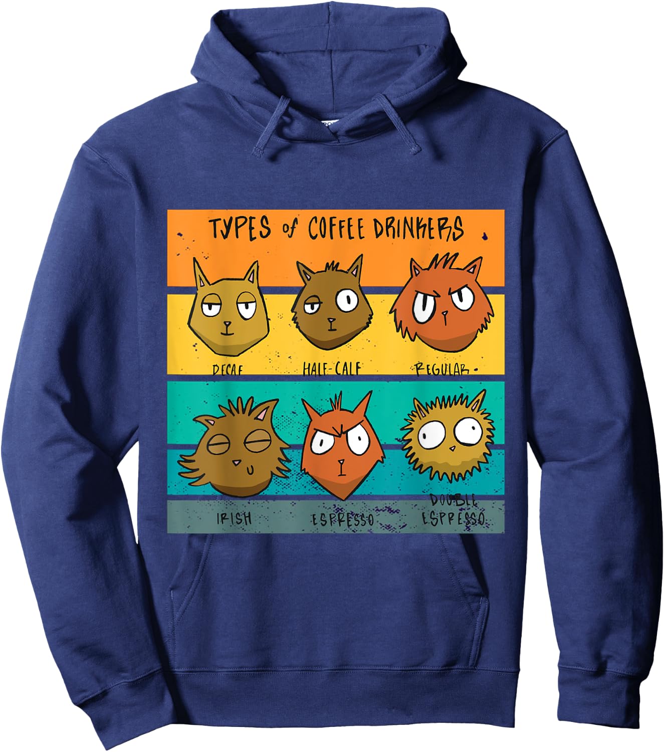 Types Of Coffee Drinkers Cat Lover Funny Coffee Cats Meow Hoodie - Hoodie | Navy