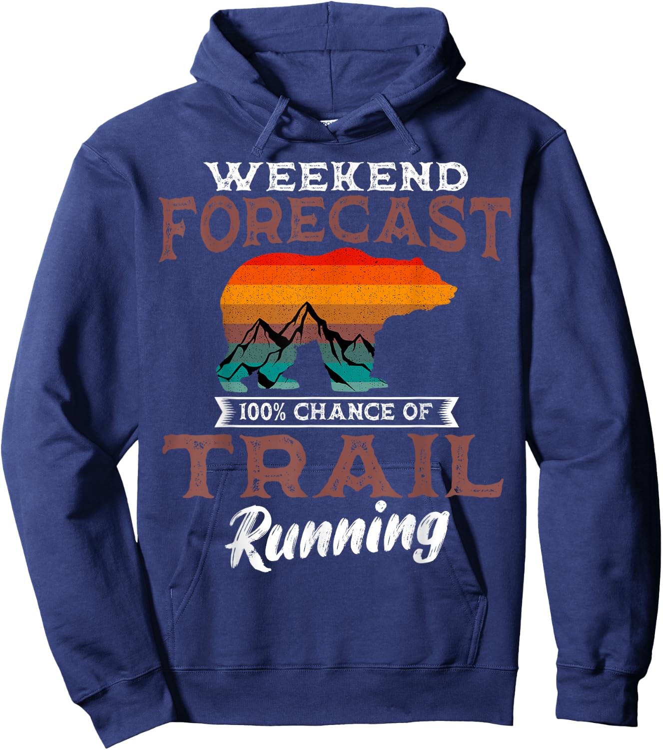 Trail Running Retro Vintage Weekend Forecast Runner Sport Hoodie - Hoodie | Navy