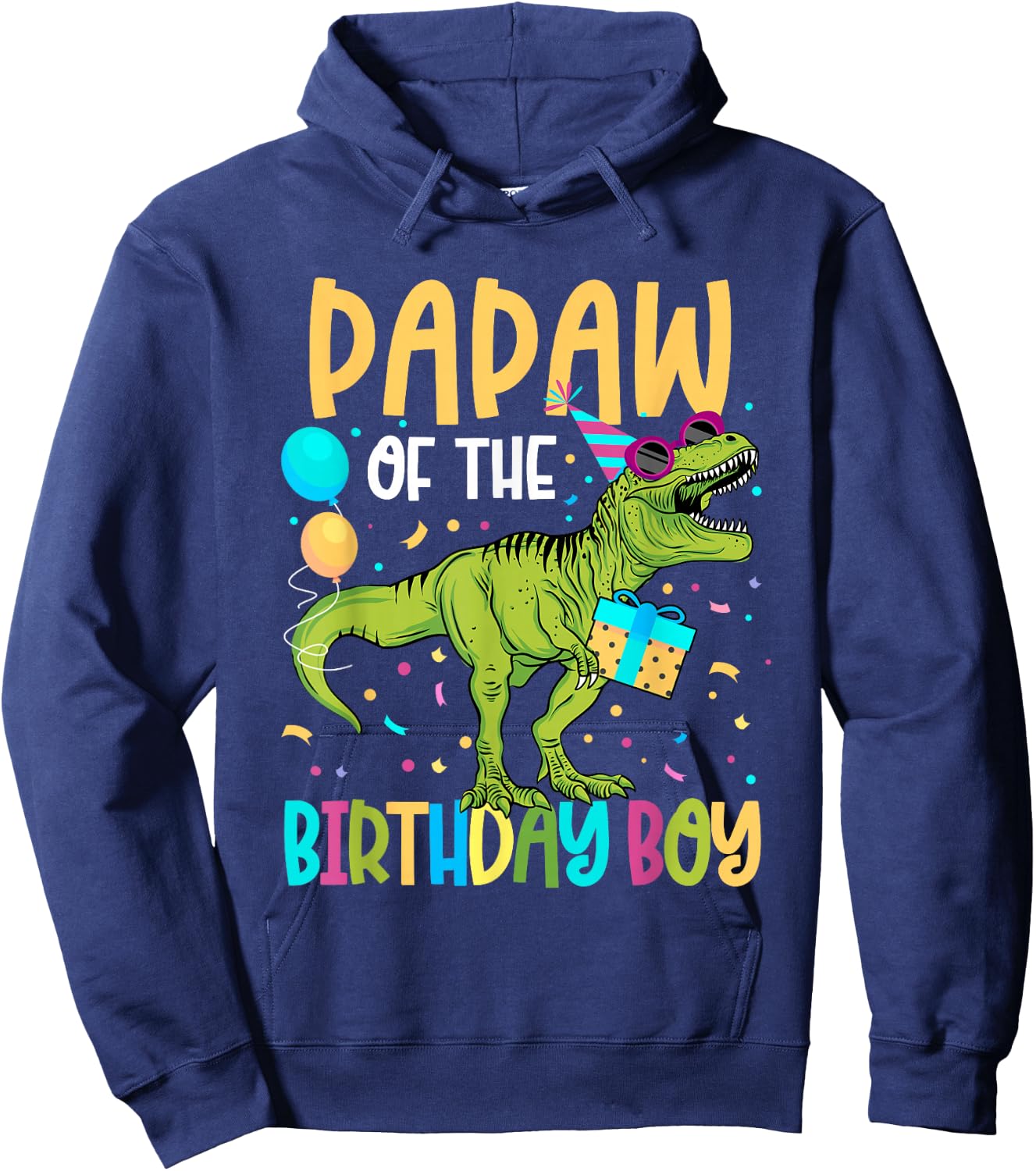 Papaw Of The Birthday Boy Family Matching Dinosaur Squad Hoodie - Hoodie | Navy