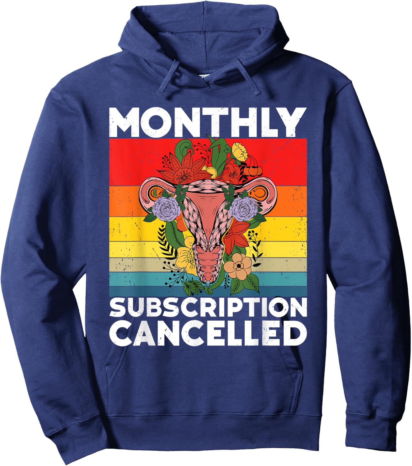 Retro Uterus Support Hysterectomy Recovery Products Hoodie - Hoodie | Navy