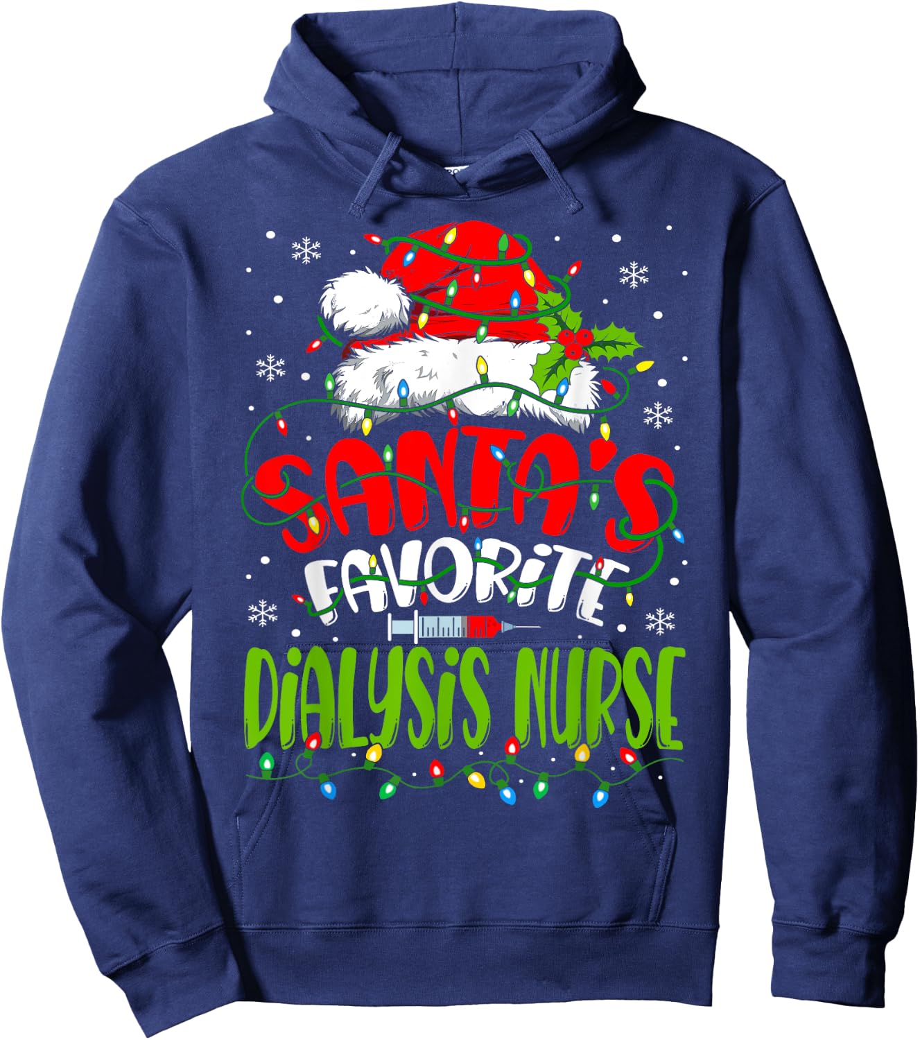 Santa Favorite Dialysis Nurse Christmas Nephrology Nurse Hoodie - Hoodie | Navy
