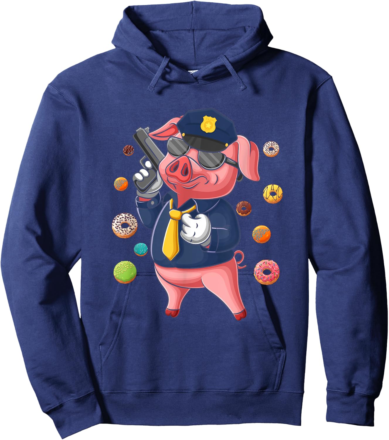 Pig Cop Fun Police Officer Doughnut Distrust Law Enforcement Hoodie - Hoodie | Navy