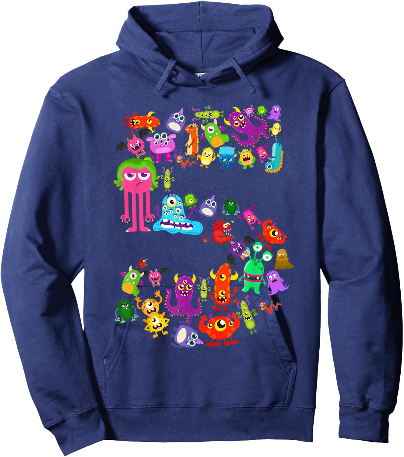 Little Monster 5 Five Year Old 5th Birthday Party Monsters Hoodie - Hoodie | Navy