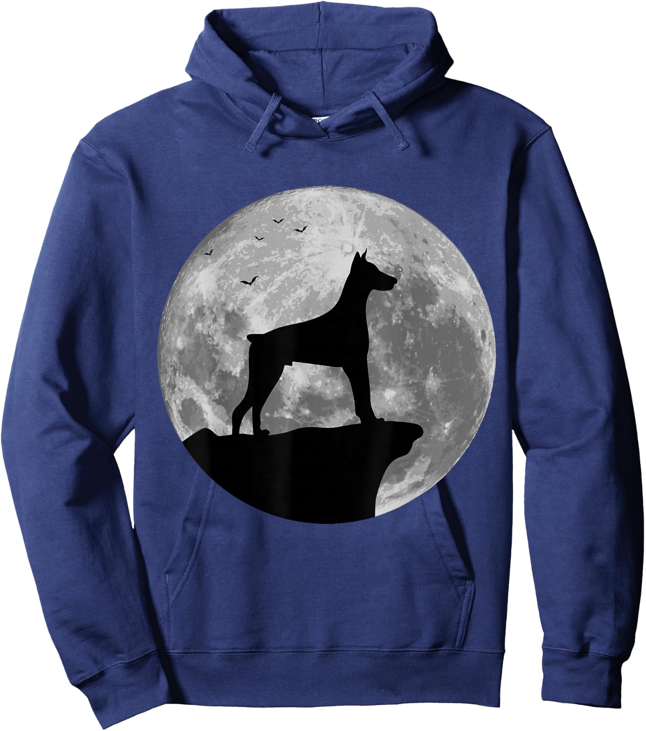 Doberman Silhouette In The Moon Halloween Costume Hoodie - Hoodie | Navy