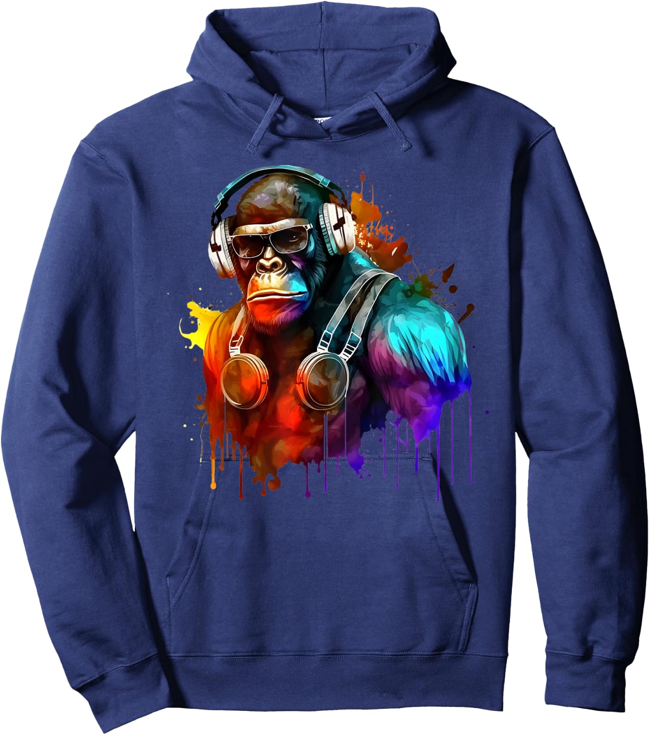 Gorilla DJ with Headphones Rave Techno Hoodie - Hoodie | Navy