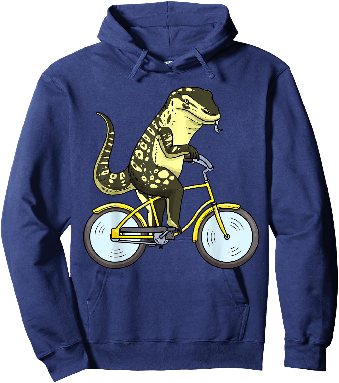 Asian Water Monitor Lizard On Bike Reptile Cyclist Hoodie - Hoodie | Navy