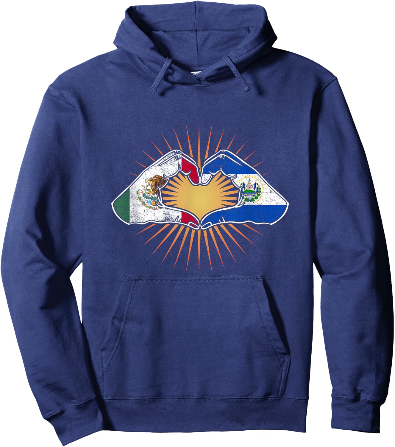 Heart Hands Mexico and El Salvador Hoodie - Hoodie | Navy