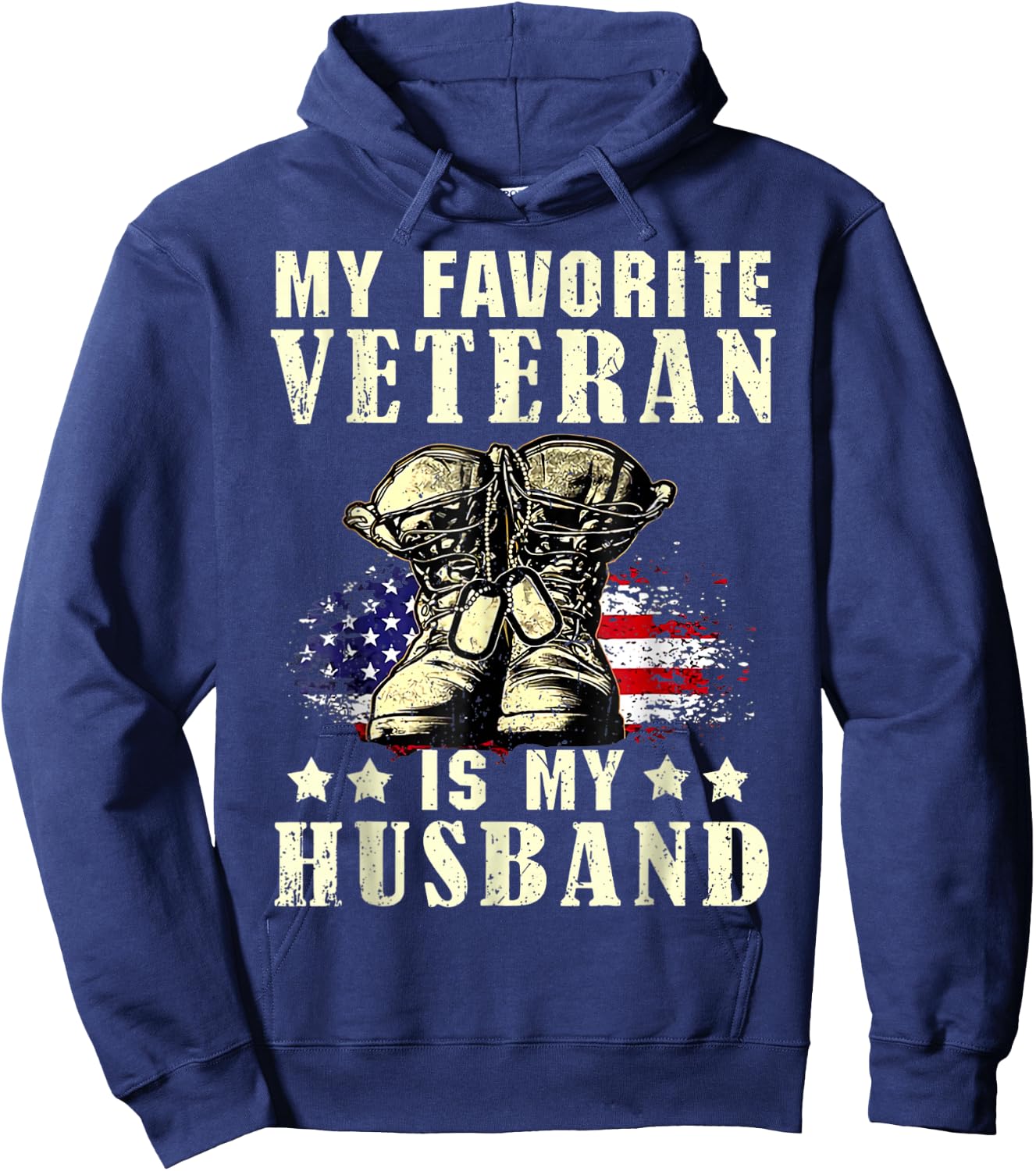 Pround My Favorite Veteran Is My Husband Hoodie - Hoodie | Navy