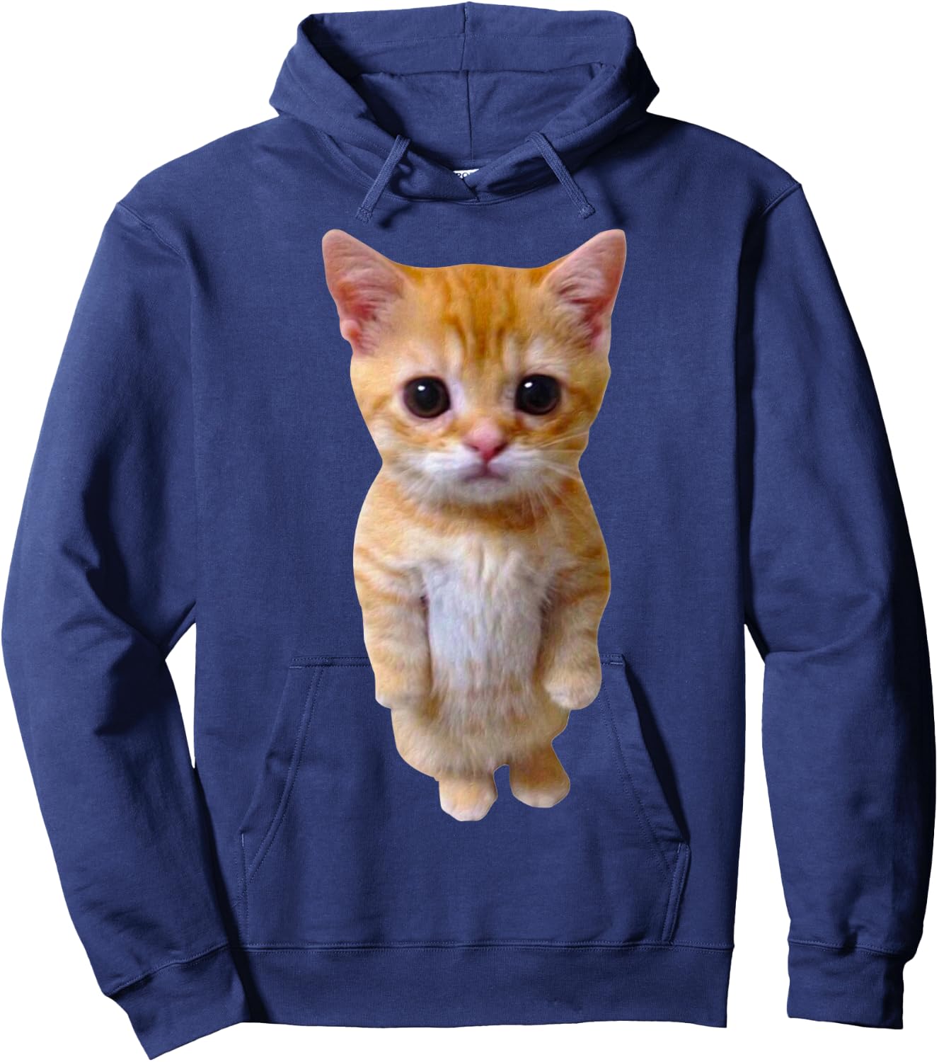 El Gato Meme Sad Crying Cat Munchkin Kitty Meme Trendy Small Hoodie - Hoodie | Navy