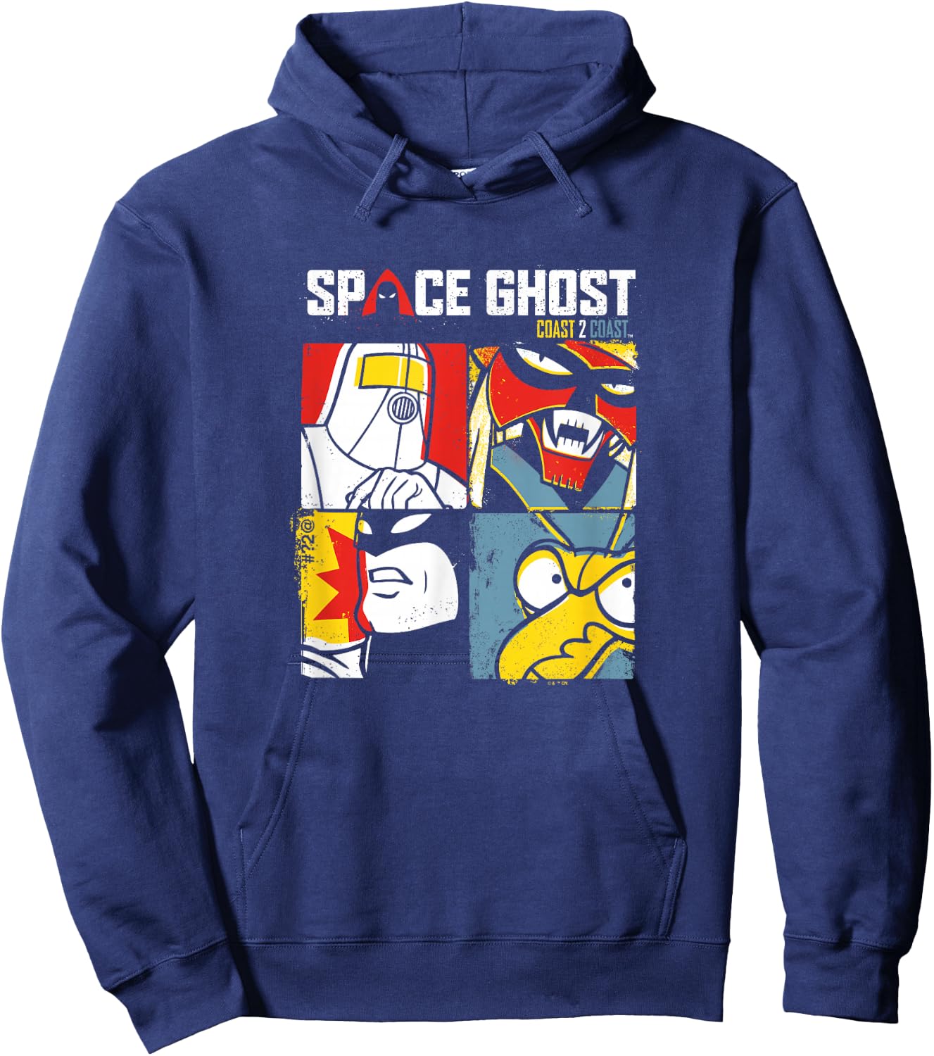 Space Ghost Coast to Coast Vintage Villains Faded Box Ups Hoodie - Hoodie | Navy