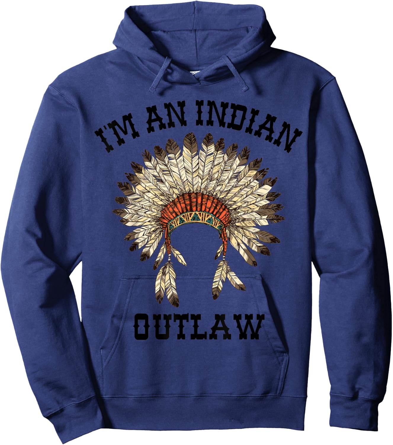 Vintage Indian Outlaw Classic - Women's Grey Classic Fit Short Sleeve - Small - Music Themed - Vacation Wear Hoodie - Hoodie | Navy