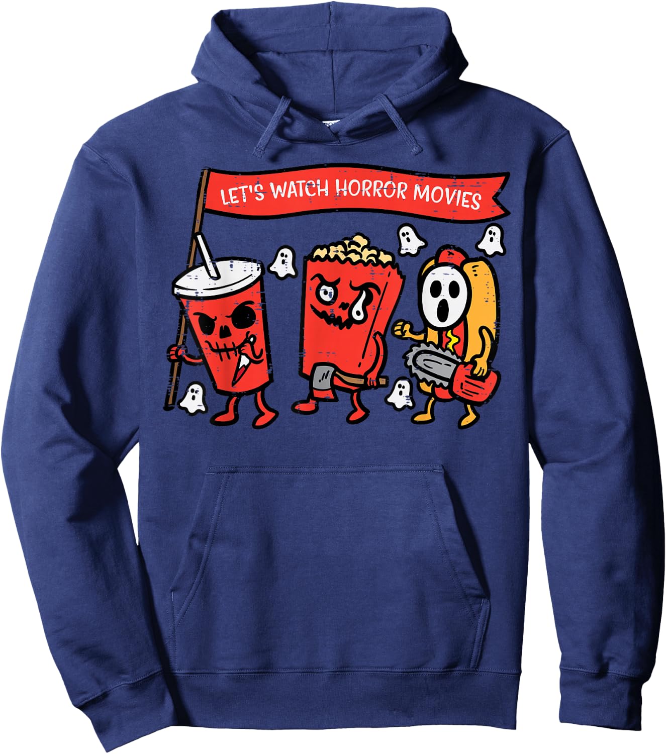 Let's Watch Horror Movies Funny Halloween Men Women Kids Hoodie - Hoodie | Navy