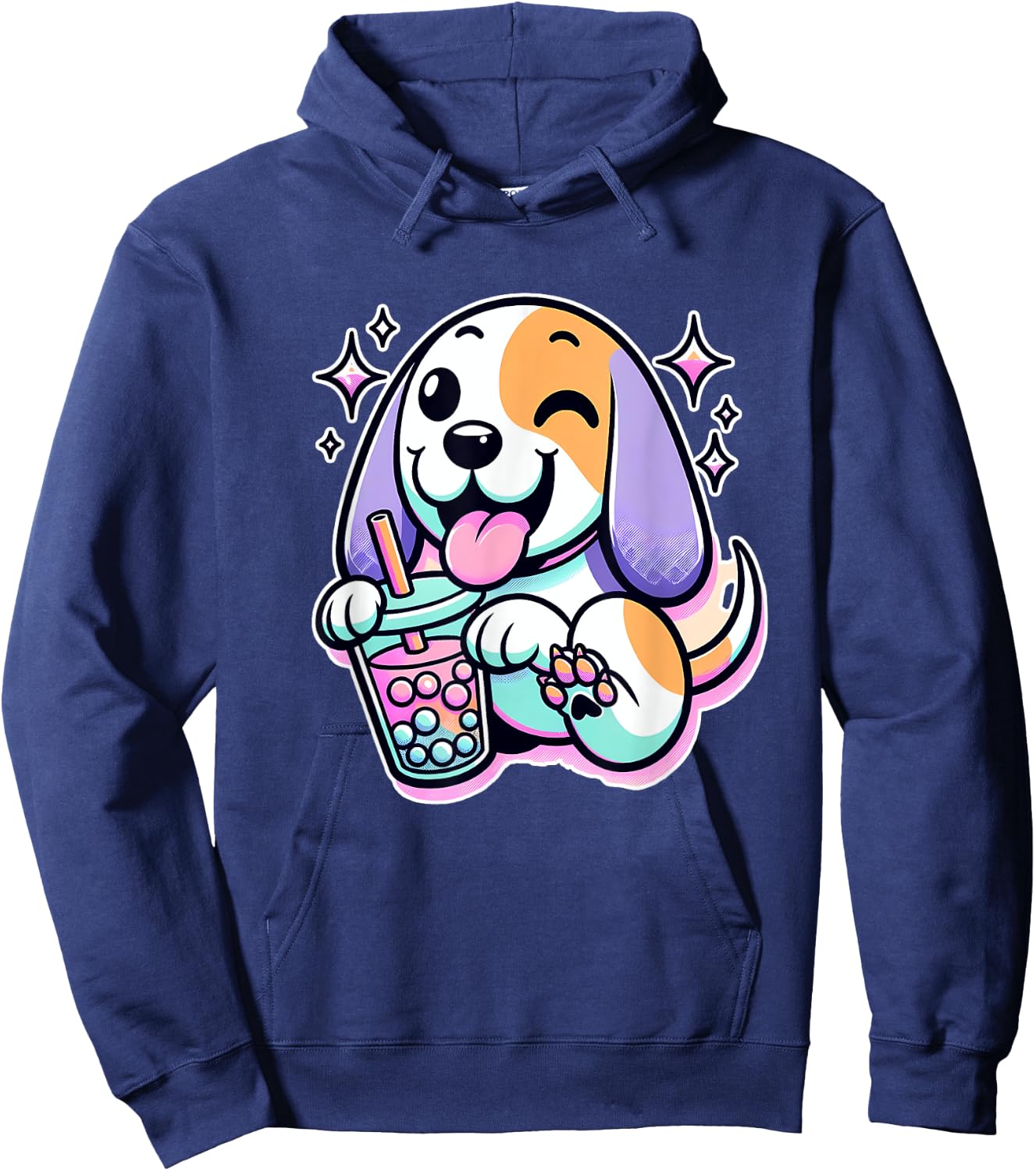 Pastel Goth Treeing Walker Coonhound Dog Bubble Tea Women Kids Hoodie - Hoodie | Navy