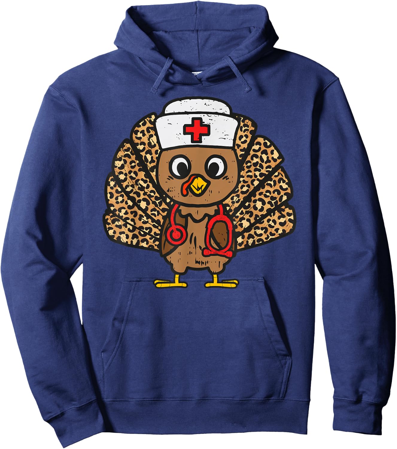 Turkey Nurse Stethoscope Thanksgiving Nurse Turkey Autumn Hoodie - Hoodie | Navy