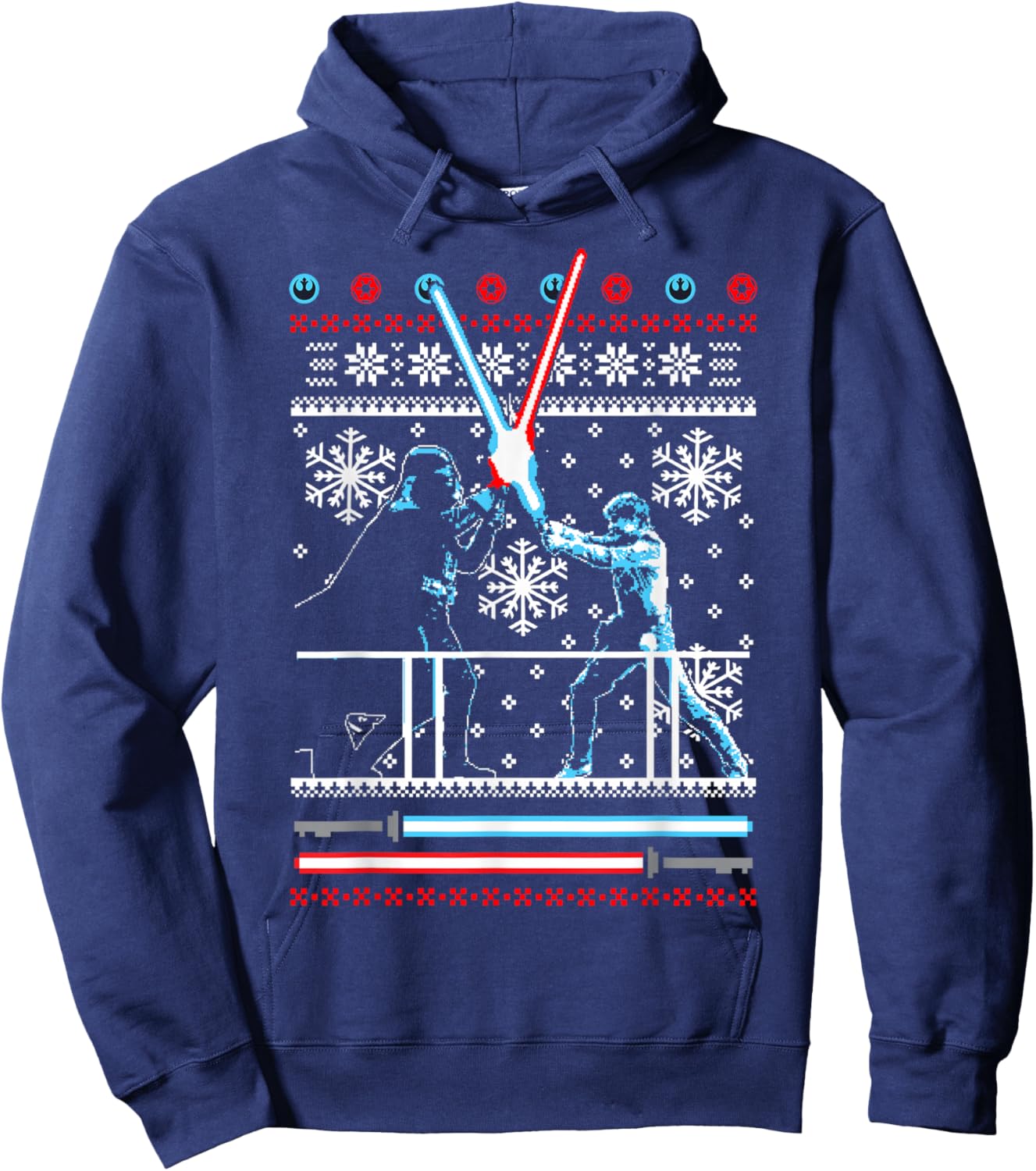 Star Wars Vader Luke Duel Christmas Sweater Graphic Hoodie - Hoodie | Navy