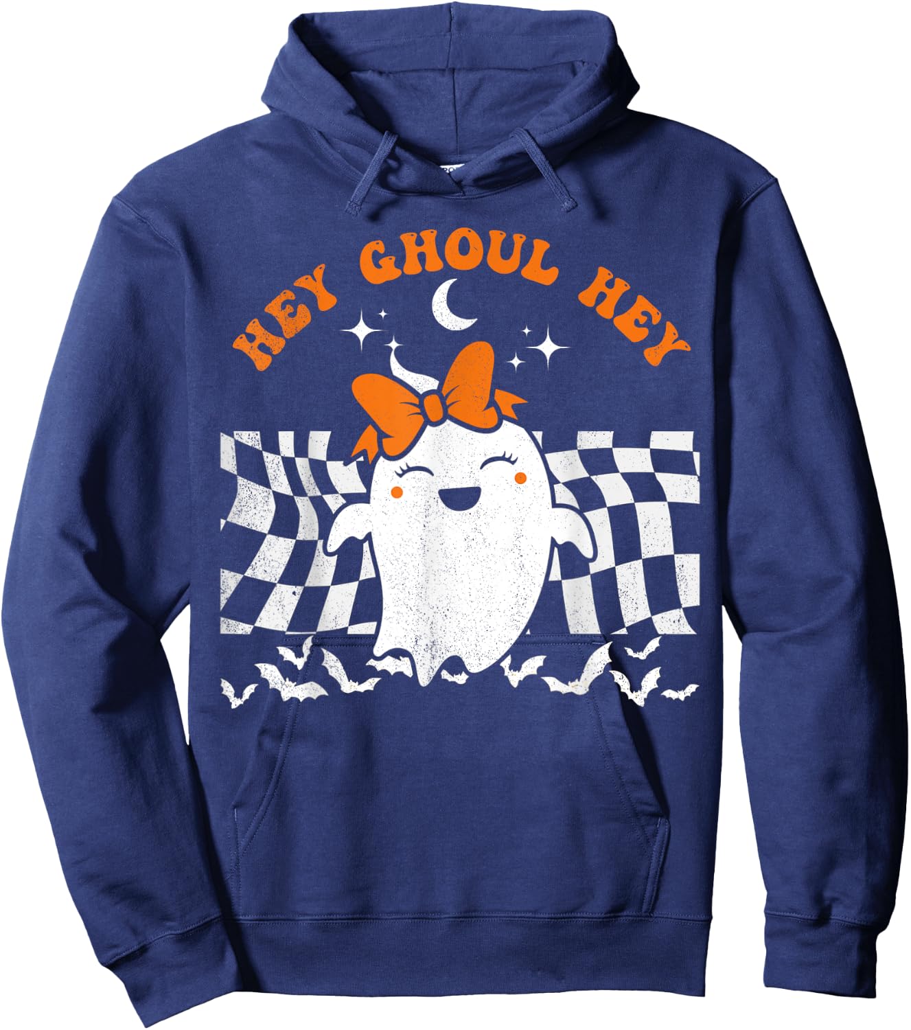 Hey Ghoul Hey Ghost Halloween Funny Pun Spooky Vintage Hoodie - Hoodie | Navy