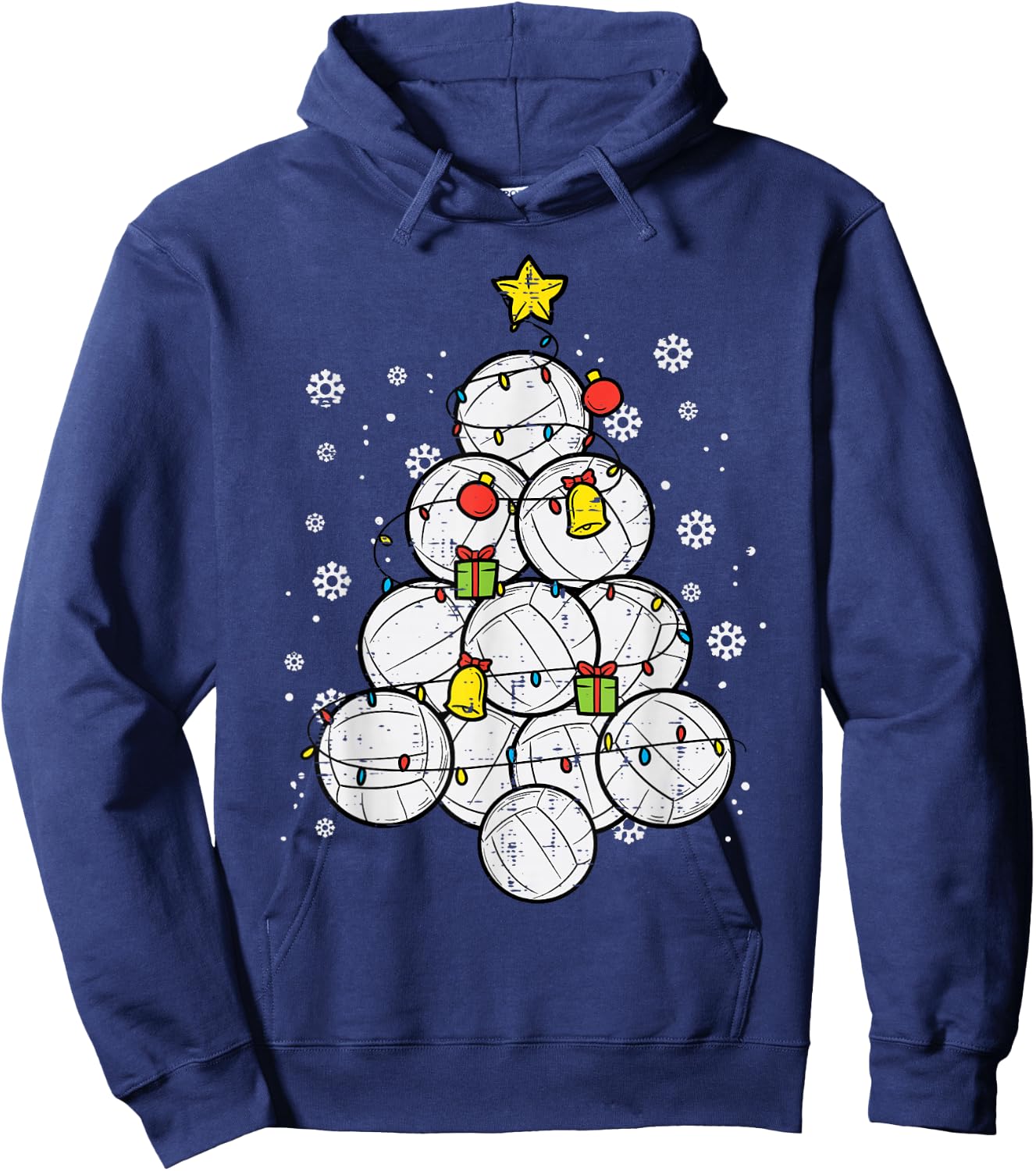 Volleyball Christmas Tree Xmas Sports Player Men Women Kids Hoodie - Hoodie | Navy