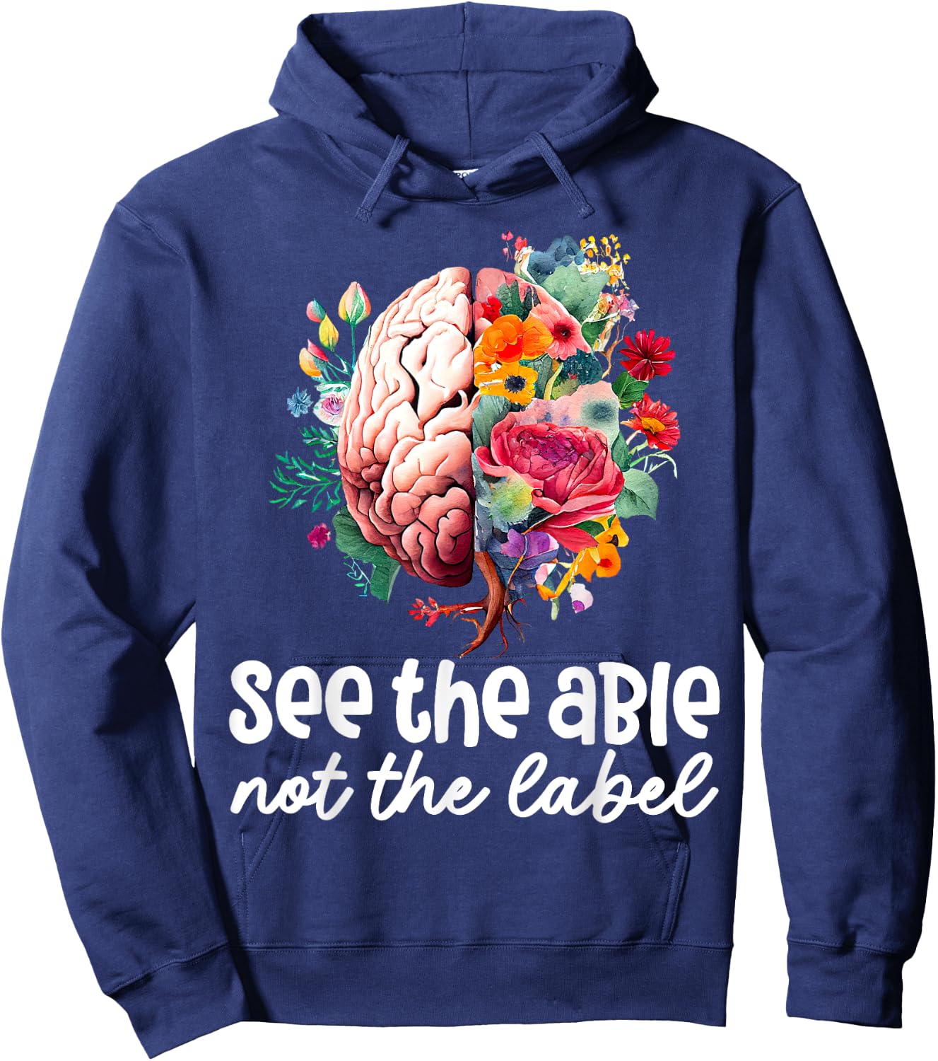 See the Able Not the Label Neurodiversity Brain Autism ASD Hoodie - Hoodie | Navy
