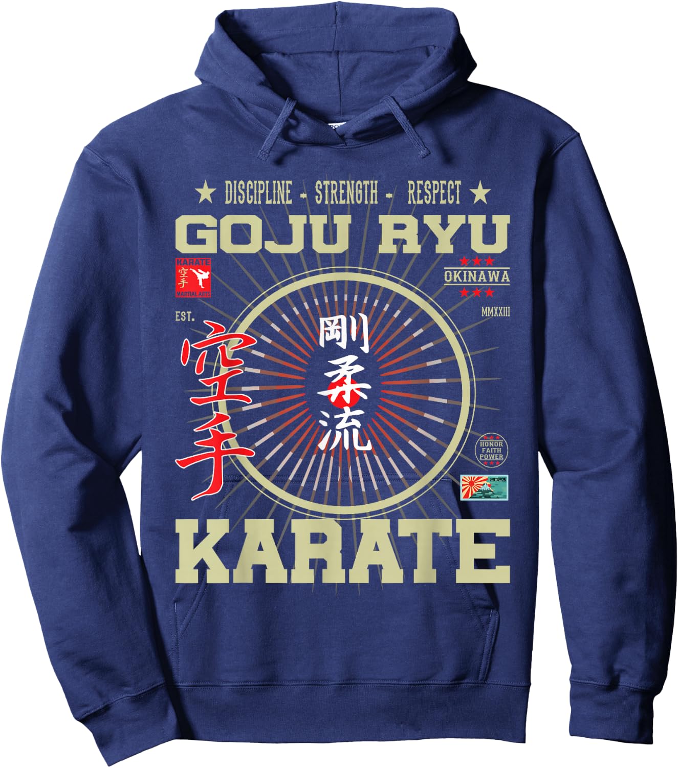 Goju Ryu Kanji Design for Karateka and Martial Arts Fans Hoodie - Hoodie | Navy