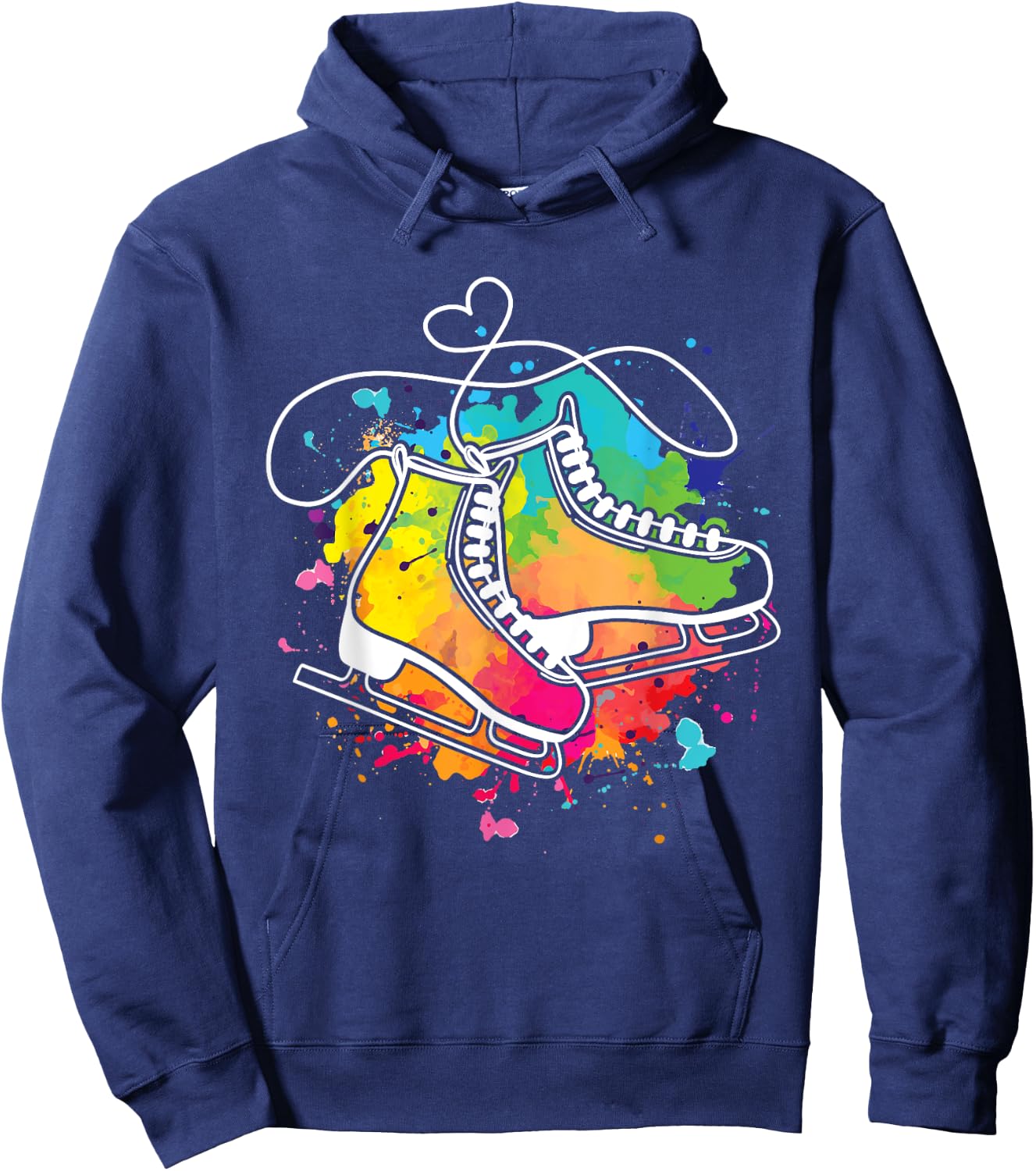 Ice Skating Shoes - Heart Figure Skater Roller Skates Winter Hoodie - Hoodie | Navy