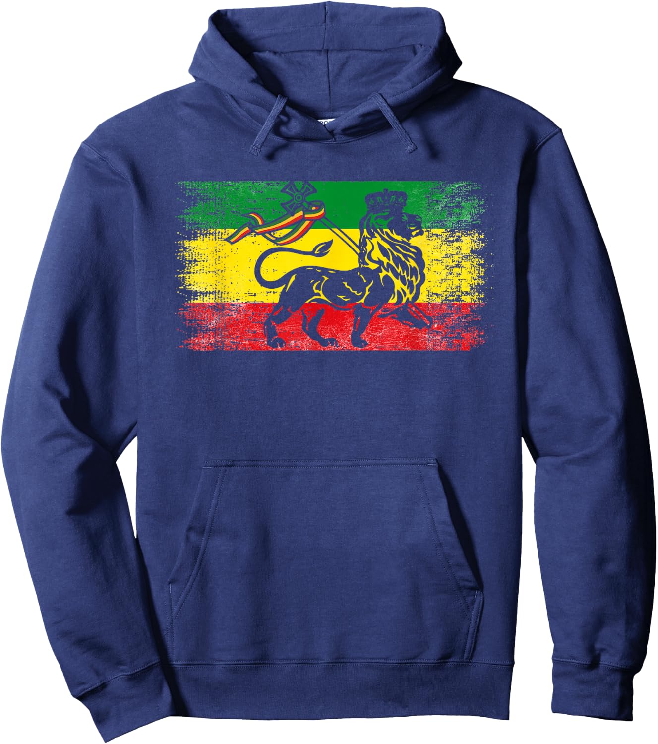 Lion of Judah Rasta Ethiopian Reggae Old Ethiopia Flag Fan Hoodie - Hoodie | Navy