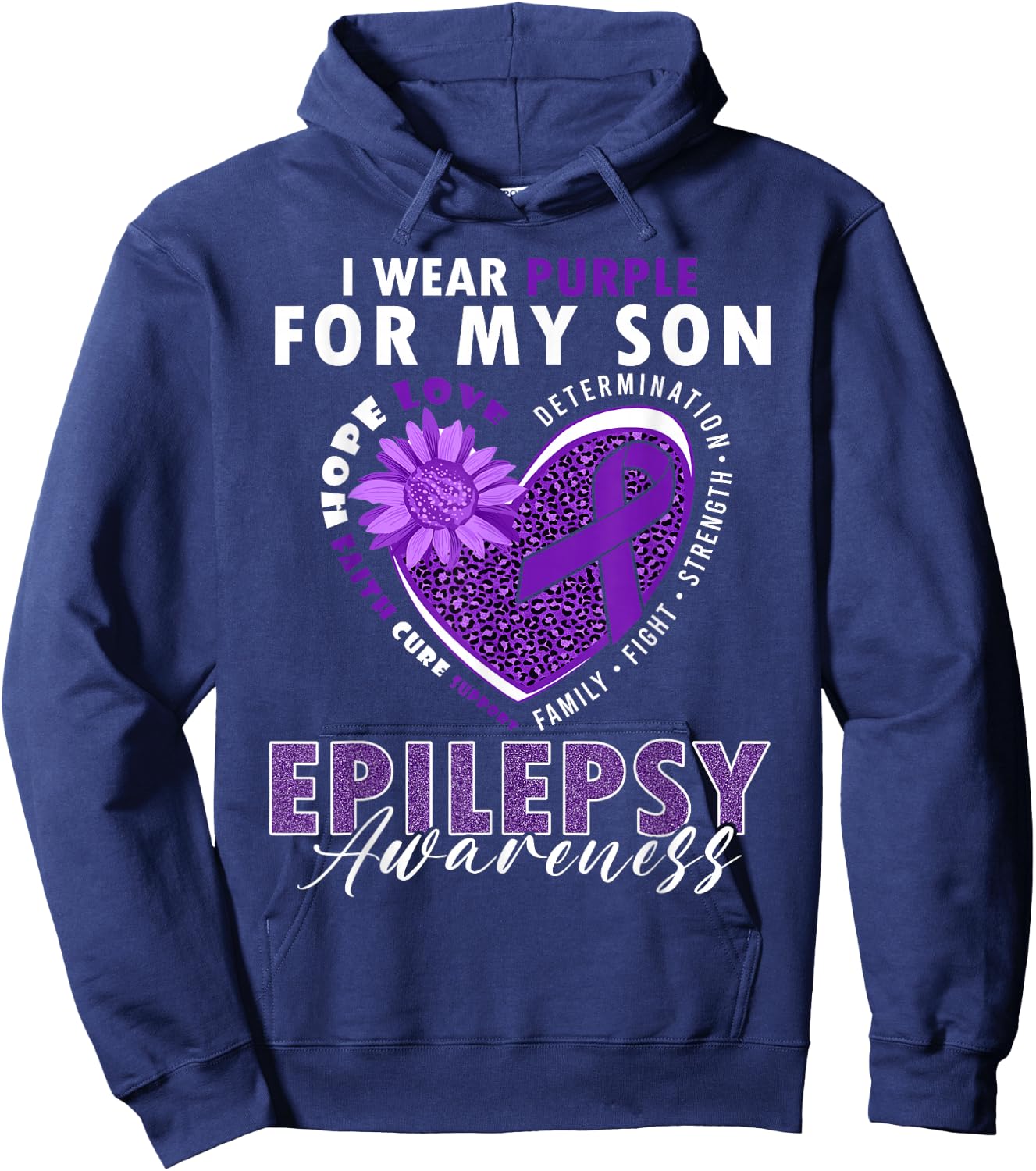 I Wear Purple For My Son Epilepsy Awareness Supporter Hoodie - Hoodie | Navy
