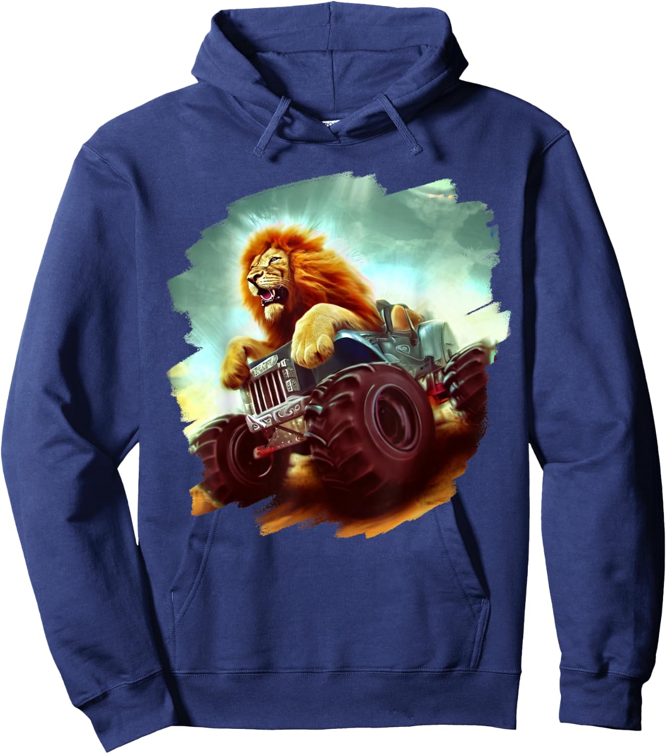 Lion Riding Monster Truck Cool Lion Monster Truck Hoodie - Hoodie | Navy