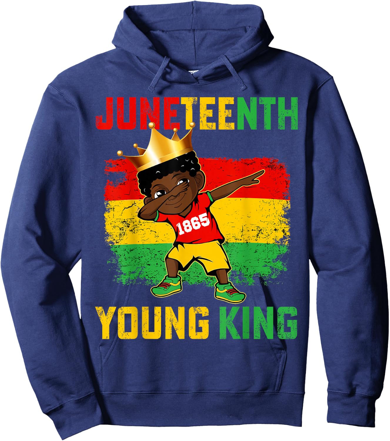 Juneteenth King Celebrating 1865 Black Boys Kids Toddler Hoodie - Hoodie | Navy