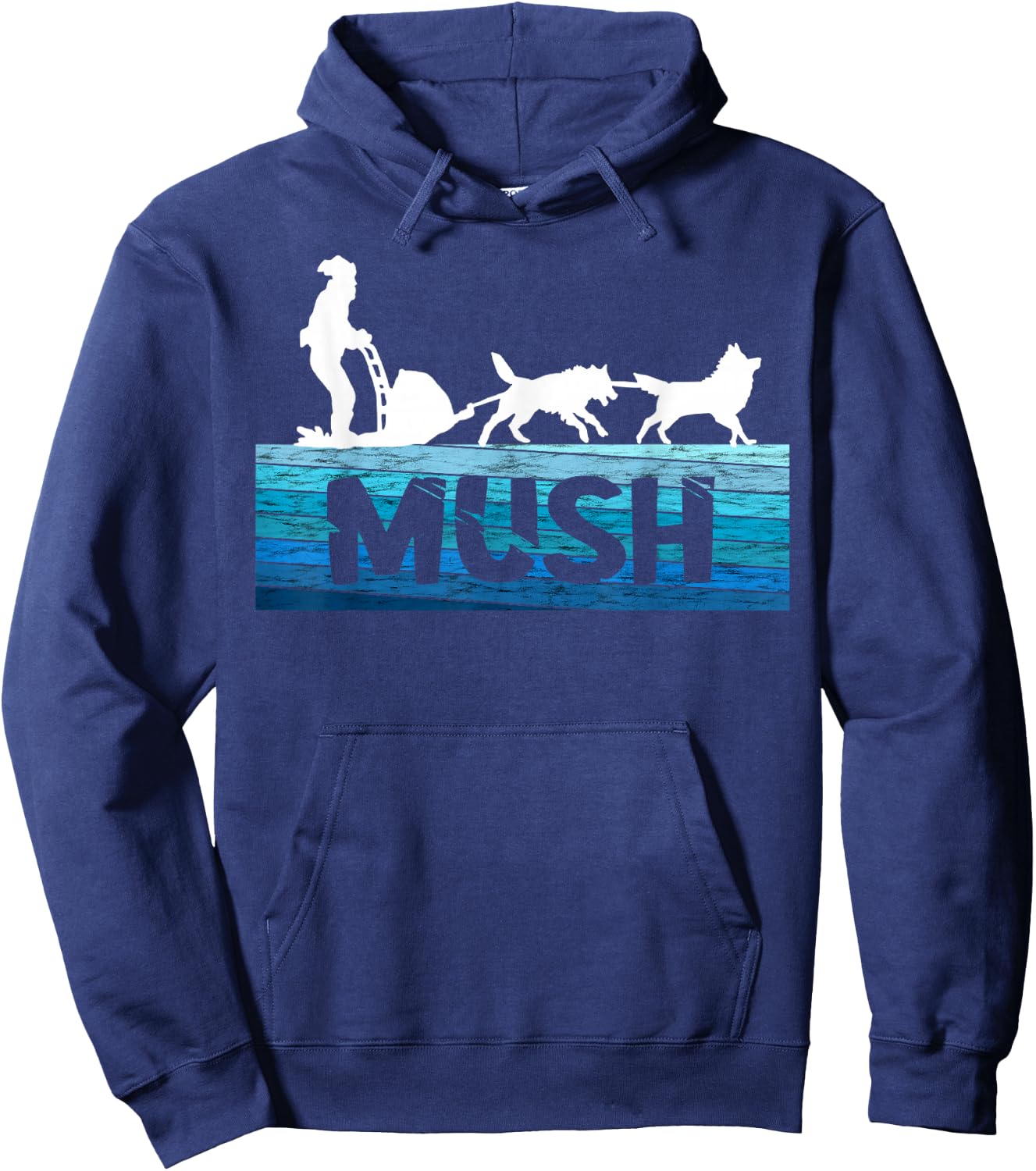 Sled Dog Snow Sleding Vintage Mush Alaska Winter Sport Hoodie - Hoodie | Navy