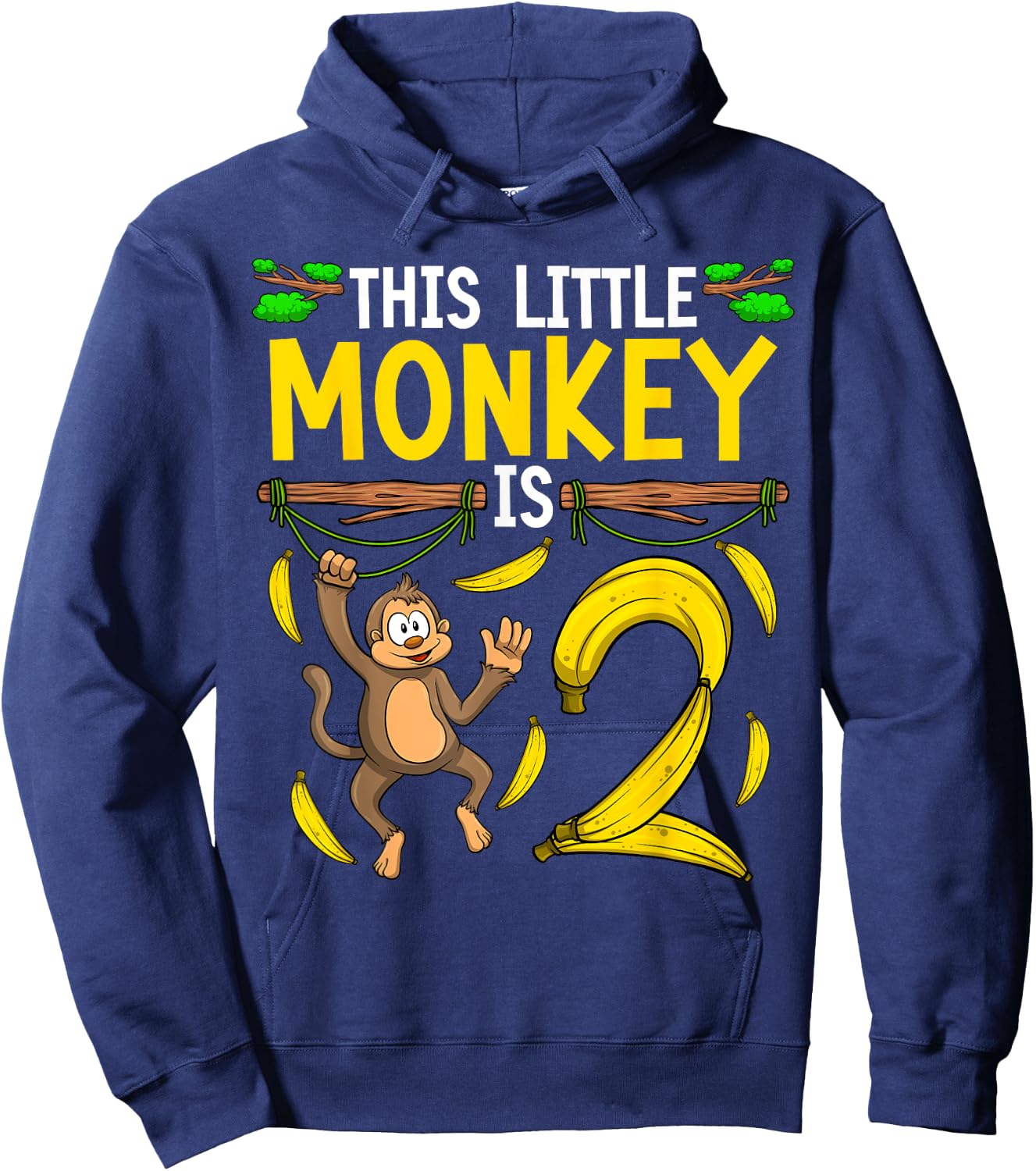 Monkey Birthday Shirt 2nd Monkey Theme Party Kids Hoodie - Hoodie | Navy