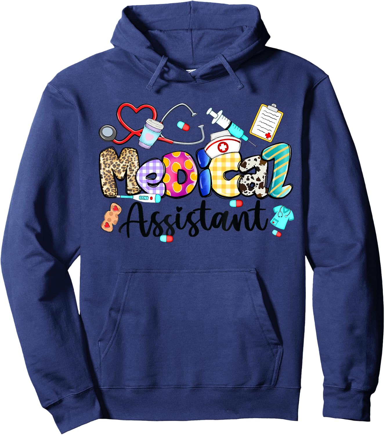 Medical Assistant Stethoscope Leopard Medical Assistant Life Hoodie - Hoodie | Navy