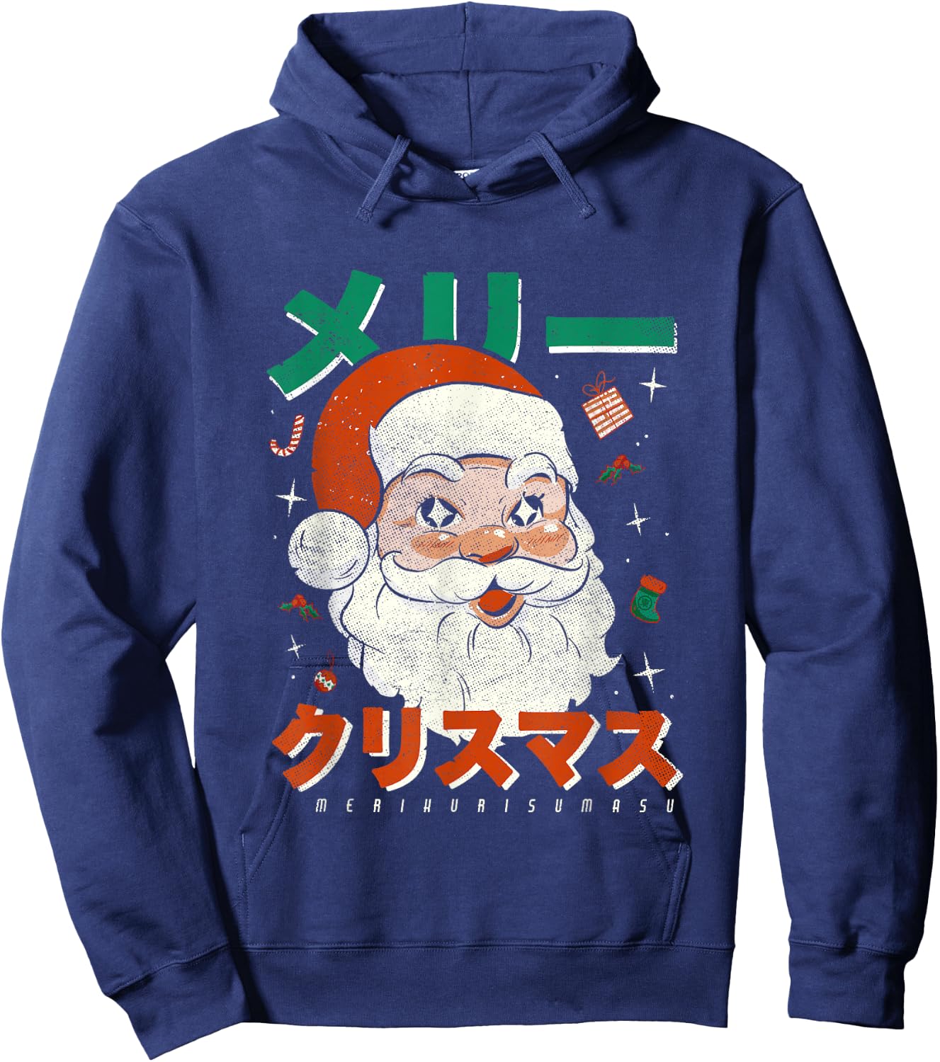 Japan Vintage Santa Merikurisumasu Xmas Japanese Christmas Hoodie - Hoodie | Navy