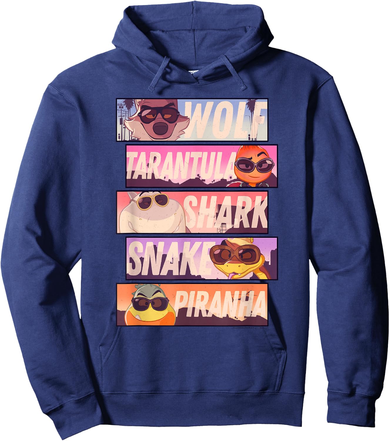 The Bad Guys Sunglasses Character Stacked Panels Hoodie - Hoodie | Navy
