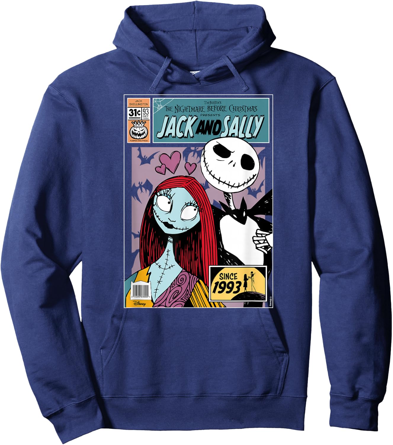The Nightmare Before Christmas - Jack and Sally Hoodie - Hoodie | Navy