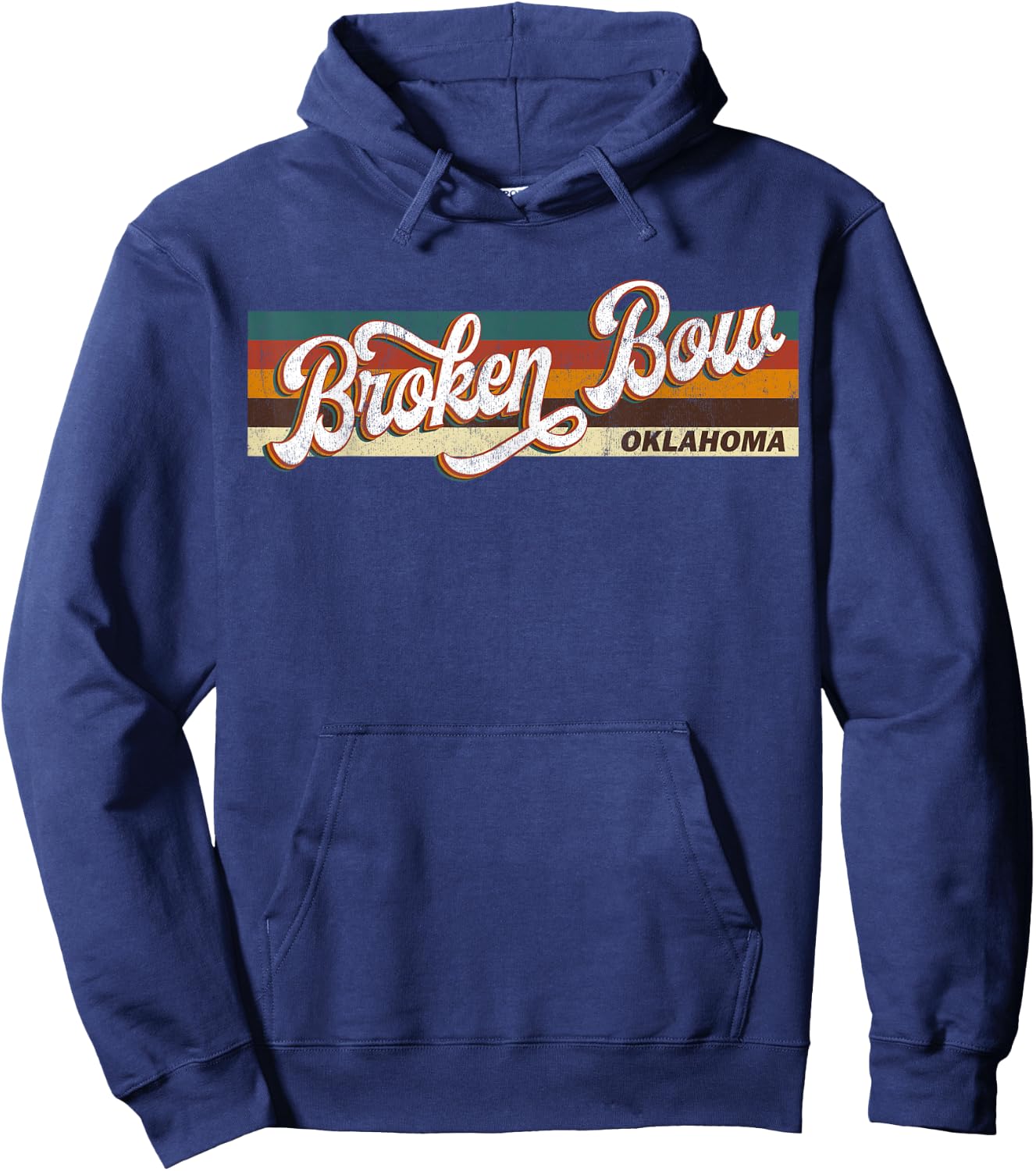 Retro Vintage 80s 70s Broken Bow Retro Oklahoma Hoodie - Hoodie | Navy