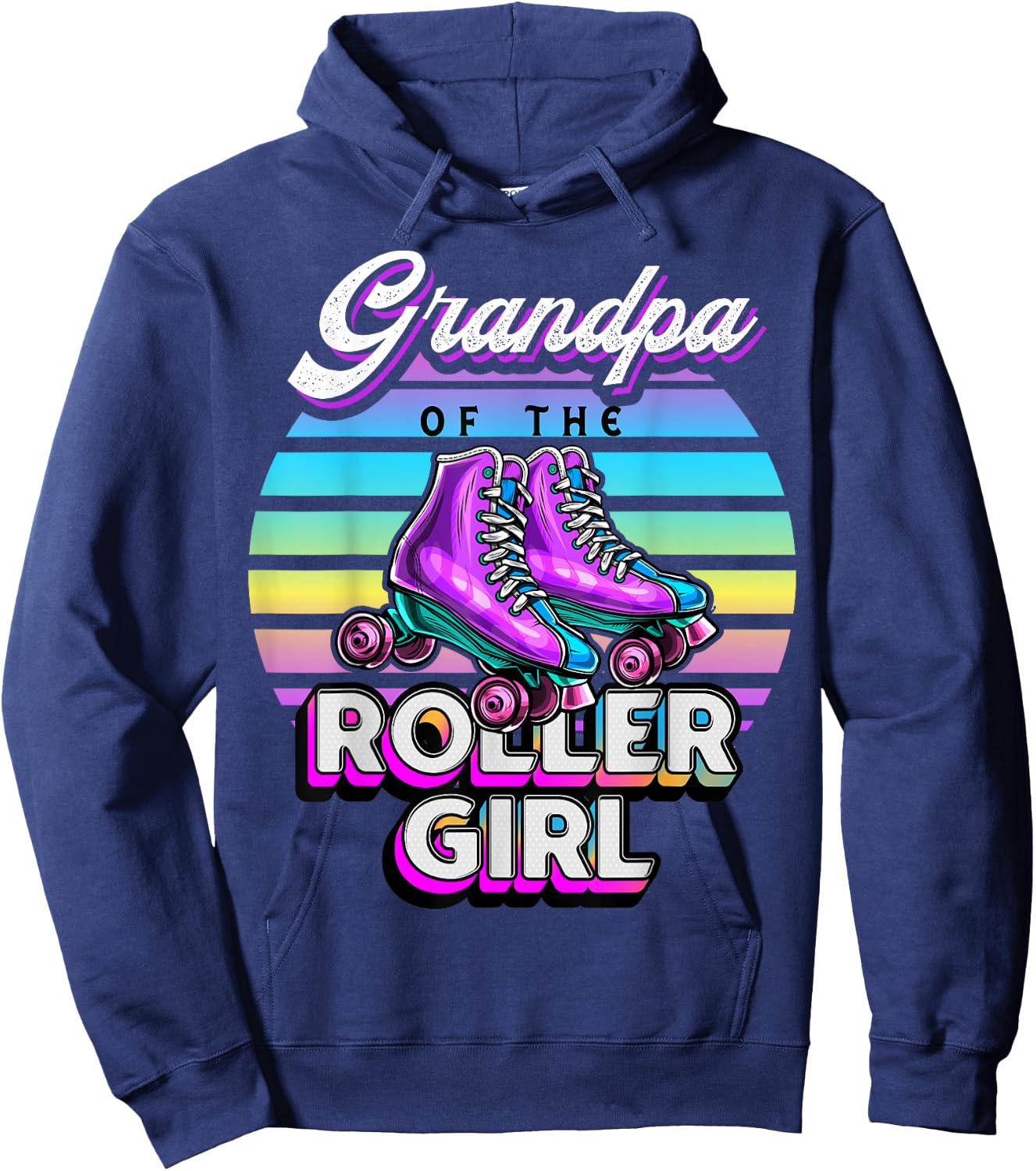 Grandpa Roller Girl Roller Skating Birthday Matching Famil Hoodie - Hoodie | Navy