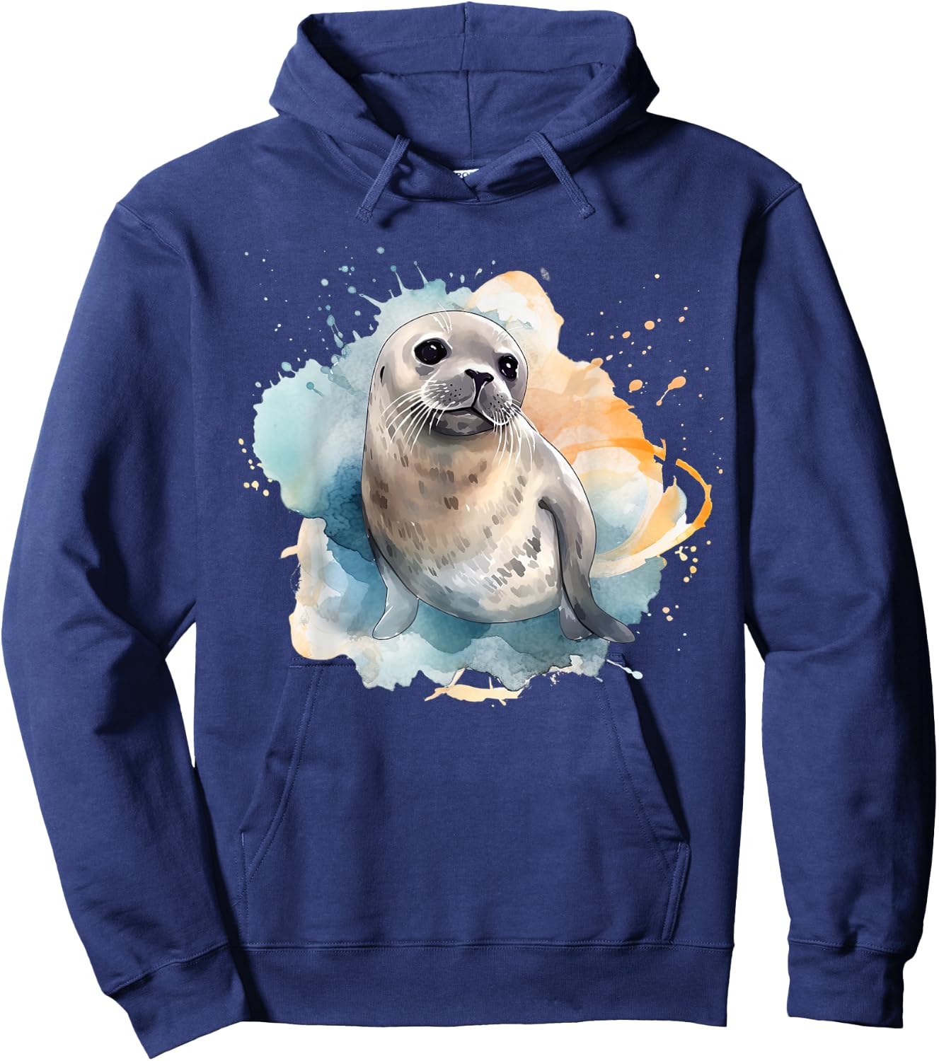 Seal Watercolor Sea Lion Hoodie - Hoodie | Navy