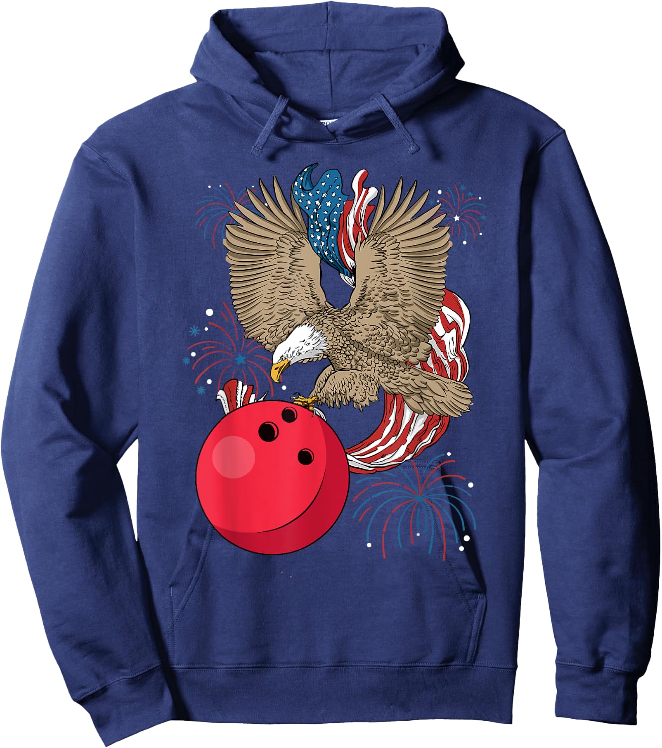 Bowling 4th Of July Eagle USA Flag America Bowling Player Hoodie - Hoodie | Navy