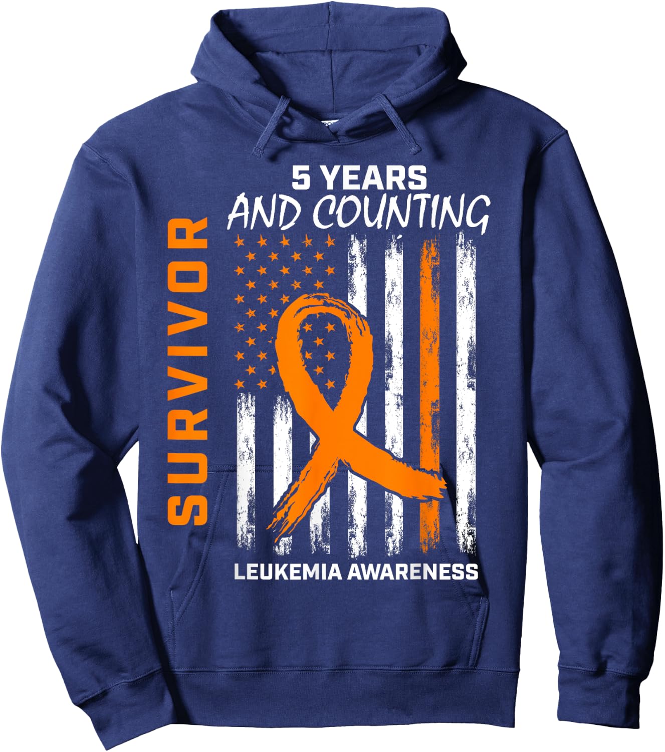 5 Year Leukemia Survivor Gifts American Flag Shirts Women Kids Men Hoodie - Hoodie | Navy